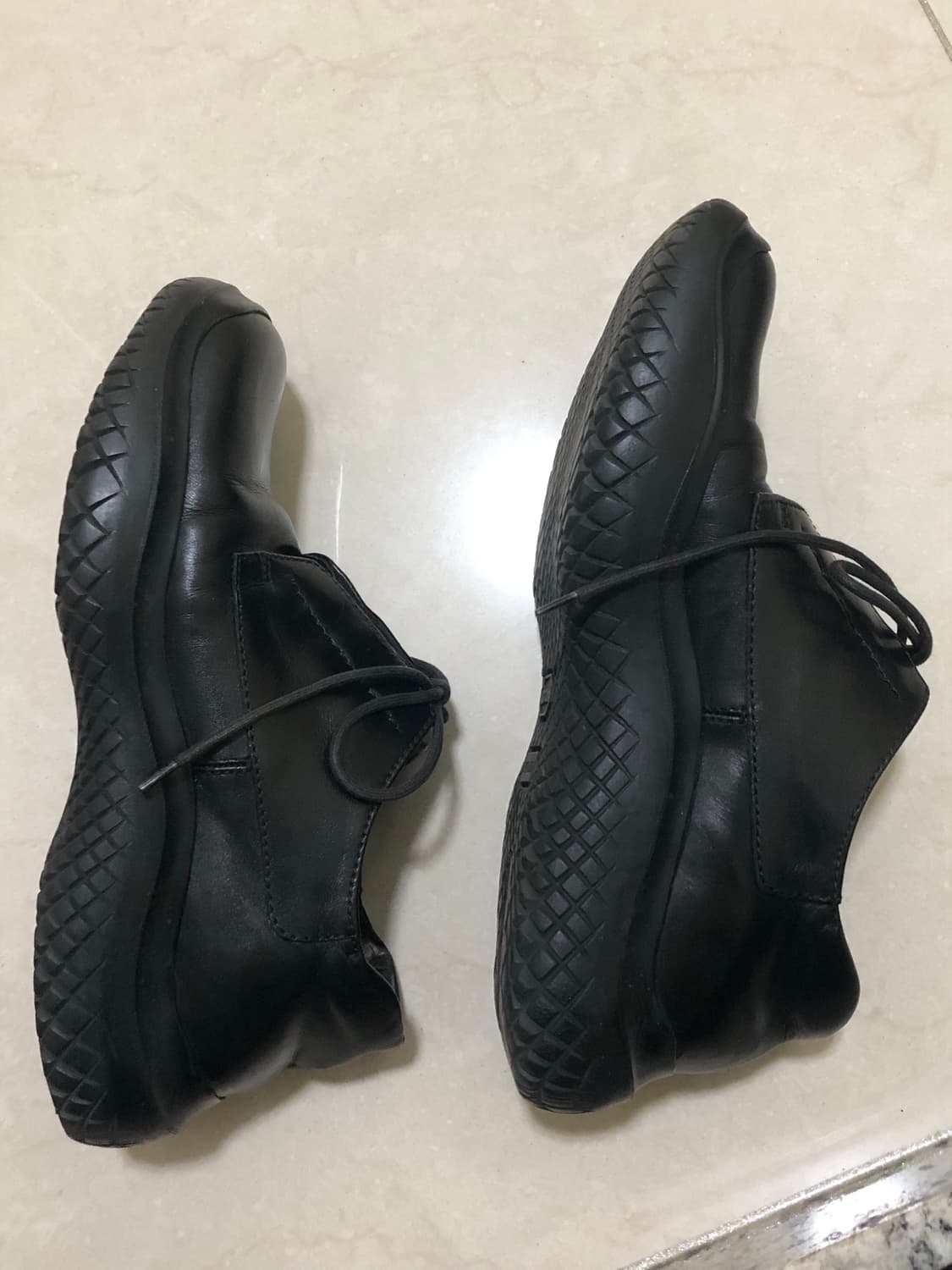 36 1/2 프라다 스포츠 블랙 레더 레이스업 스퀘어토 슈즈 로퍼 더비 상품이미지8