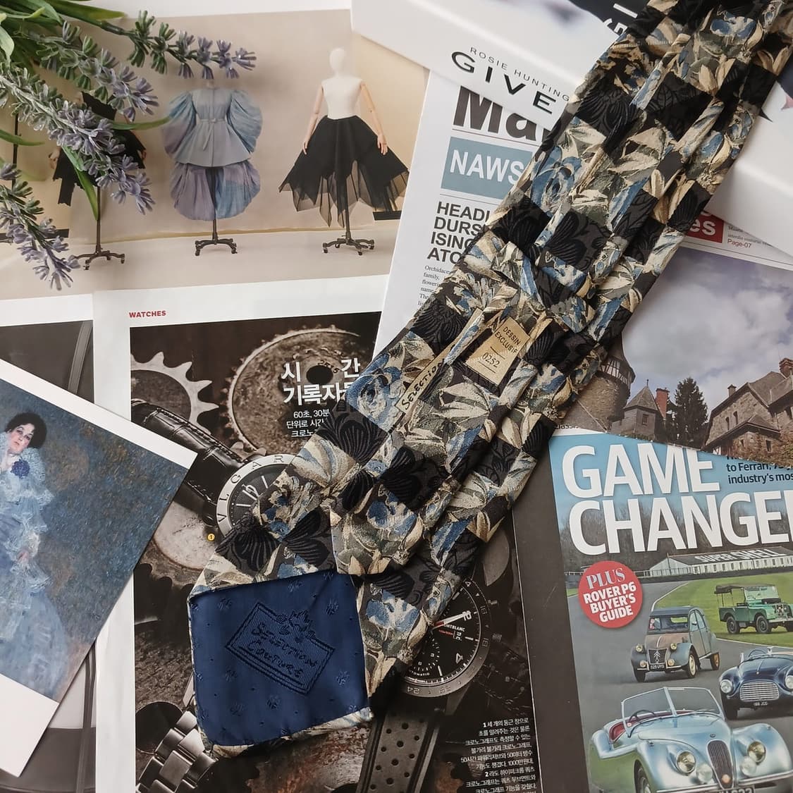 지방시 실크 플로럴 패치워크 한정판 넥타이 9cm A+등급 A19506
 상품이미지5