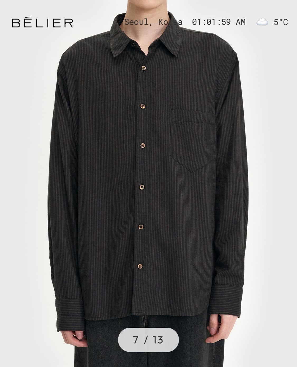 벨리에 치코 셔츠 - 블랙 멀티 스트라이프 05(105) 상품이미지3