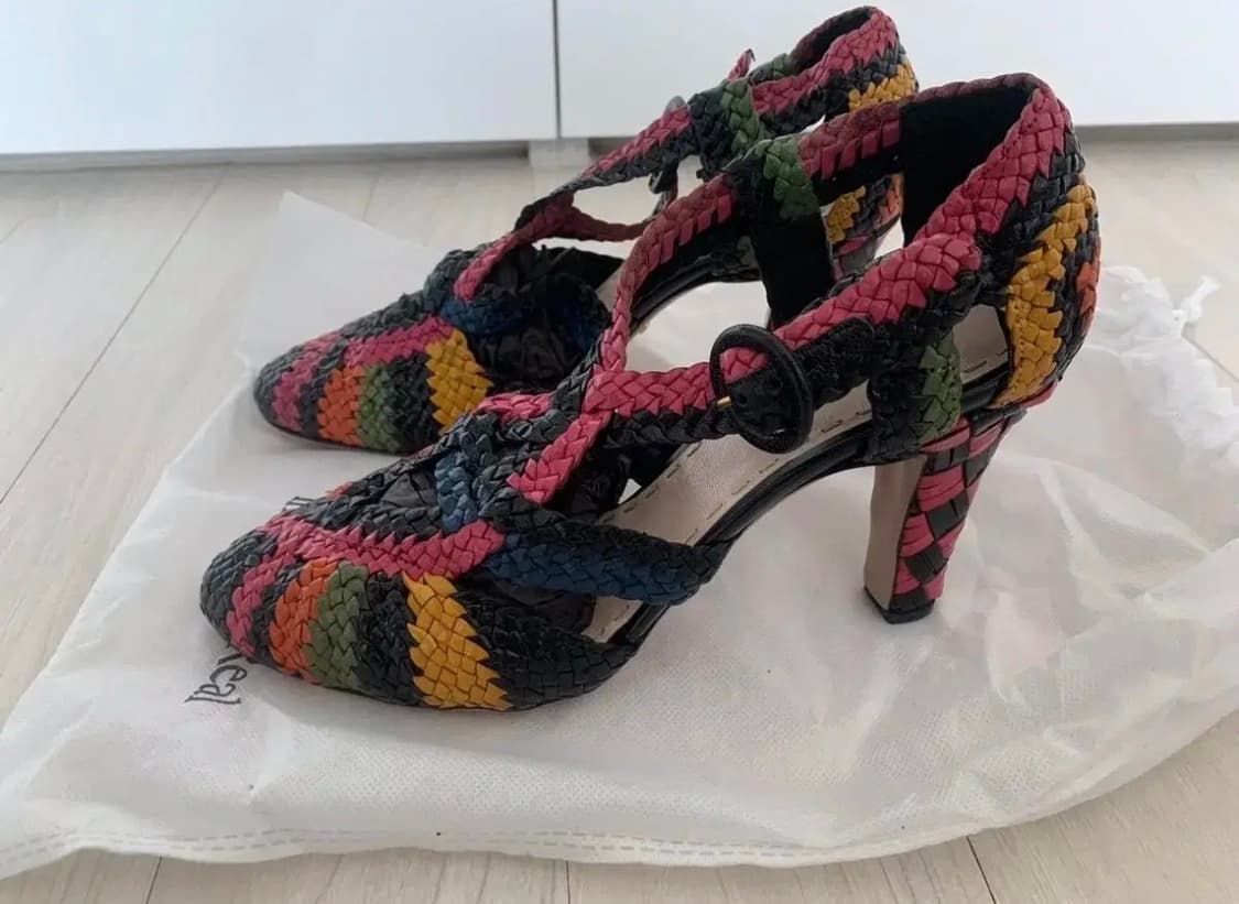 PRADA 프라다 우븐 둥근토 펌프스 상품이미지4