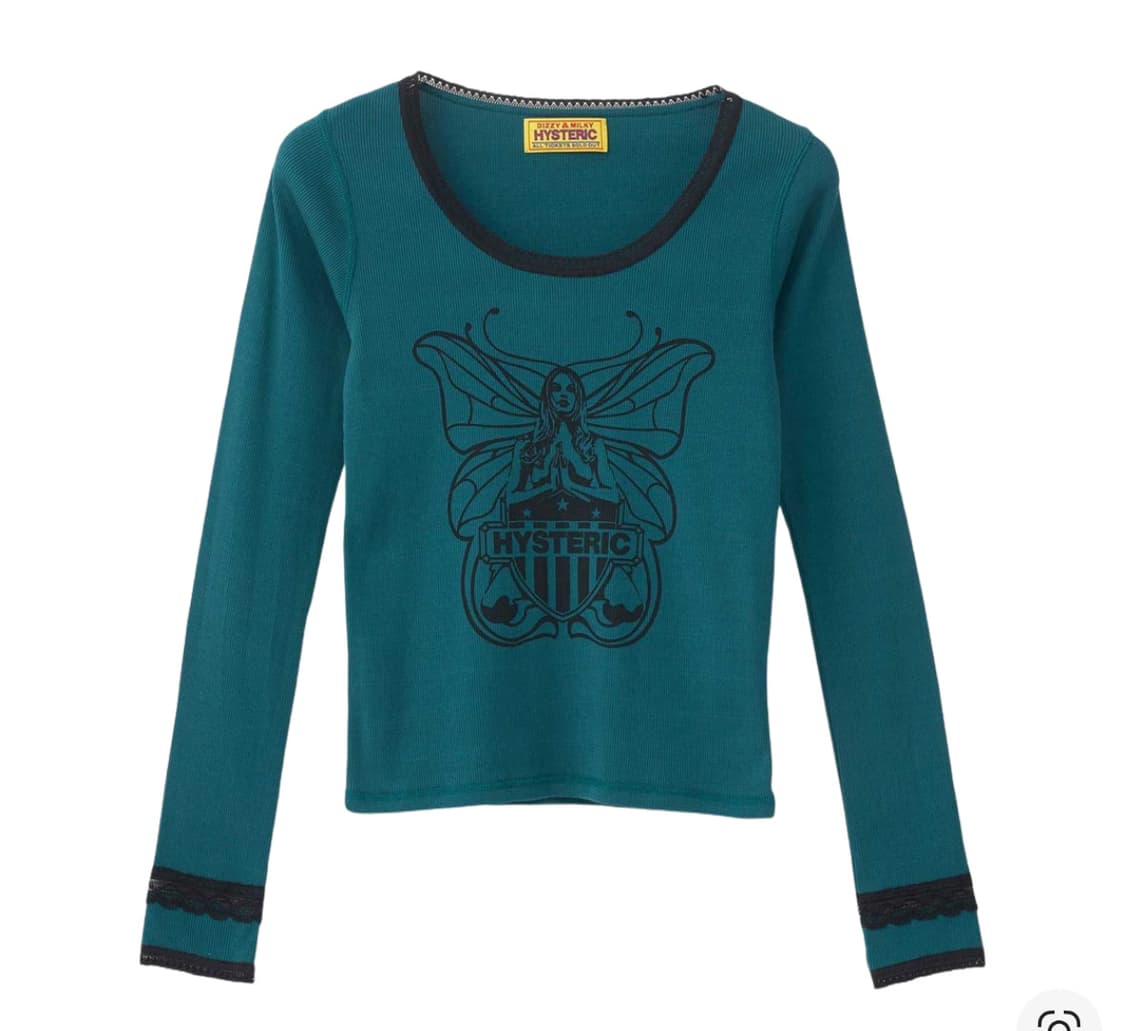 히스테릭 글래머 레비테이티드 걸 치비 티셔츠 그린 상품이미지1