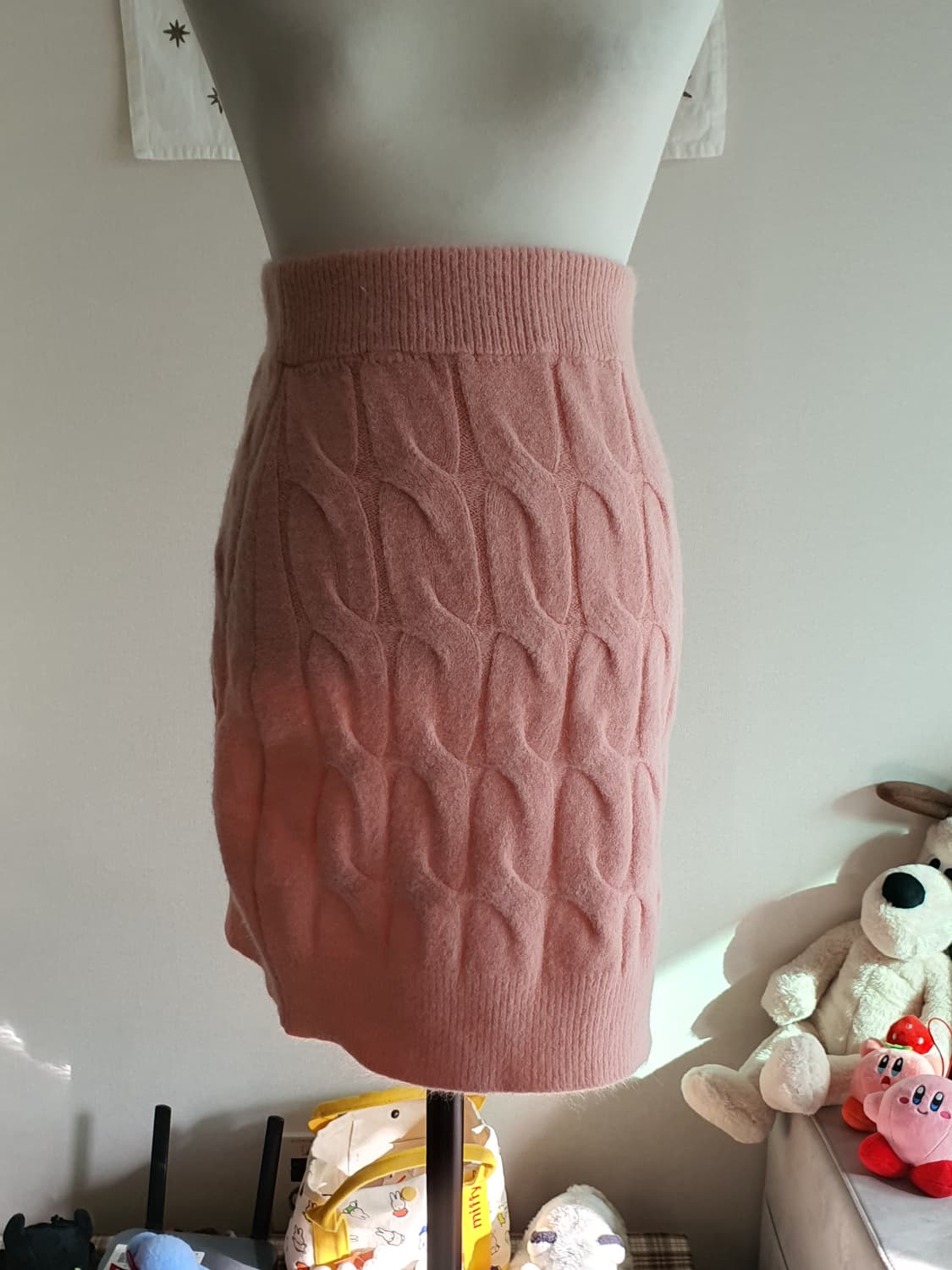 [빈티지] 핑크 케이블 니트 미니 스커트 발레코어 상품이미지1