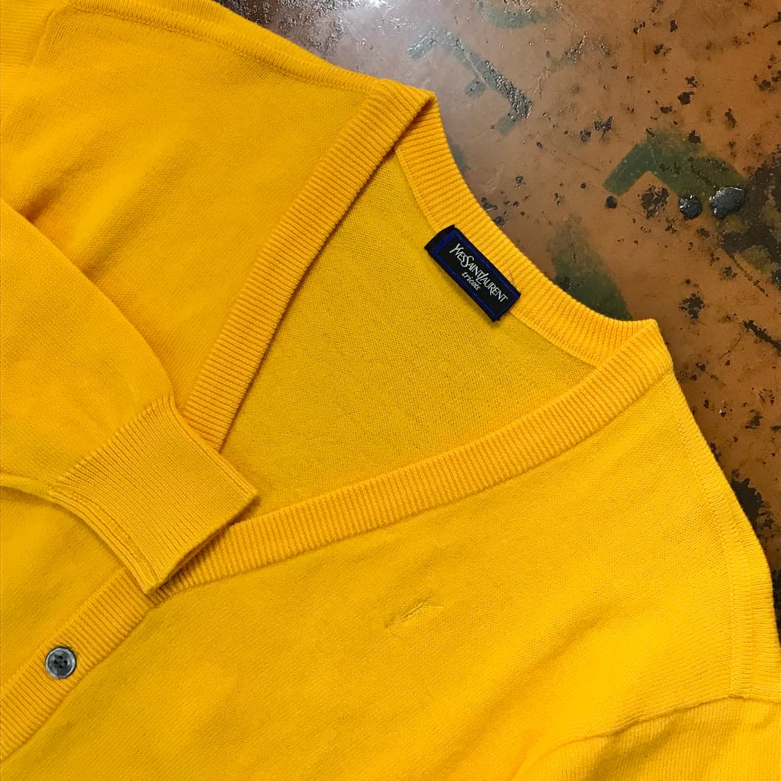 90s ysl 입생로랑 딥 옐로 울 가디건 여성 55 66 사이즈 상품이미지3