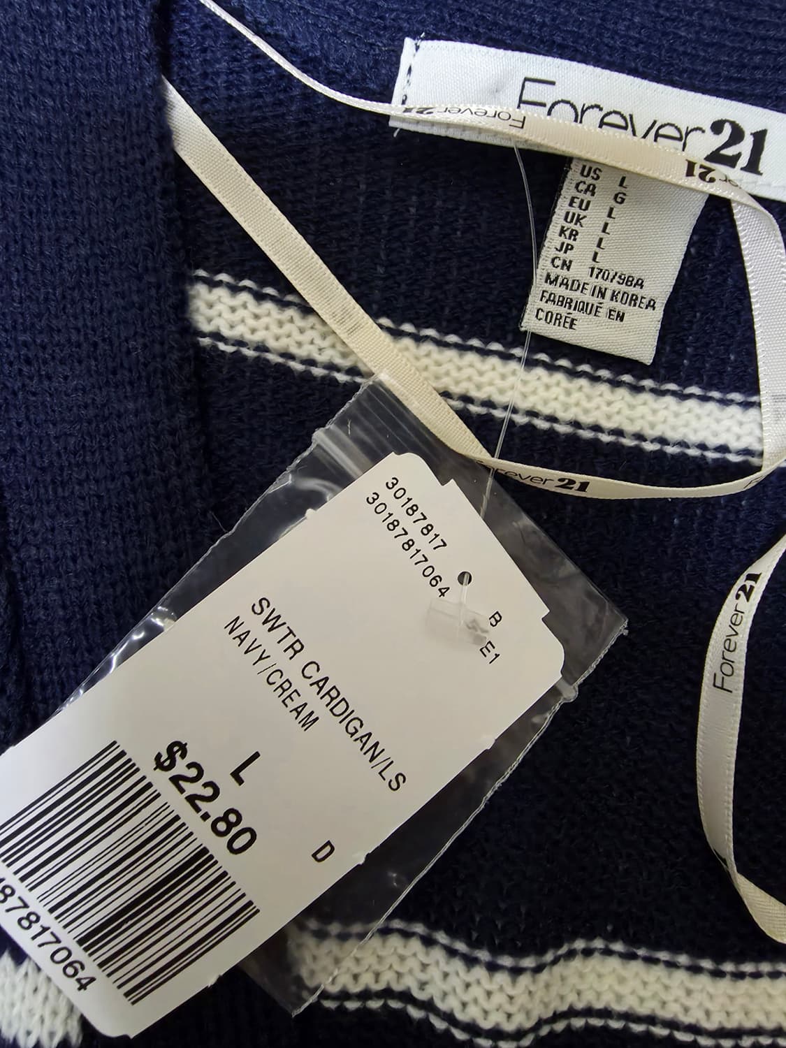 포에버21 스트라이프 가디건 미사용품 상품이미지4