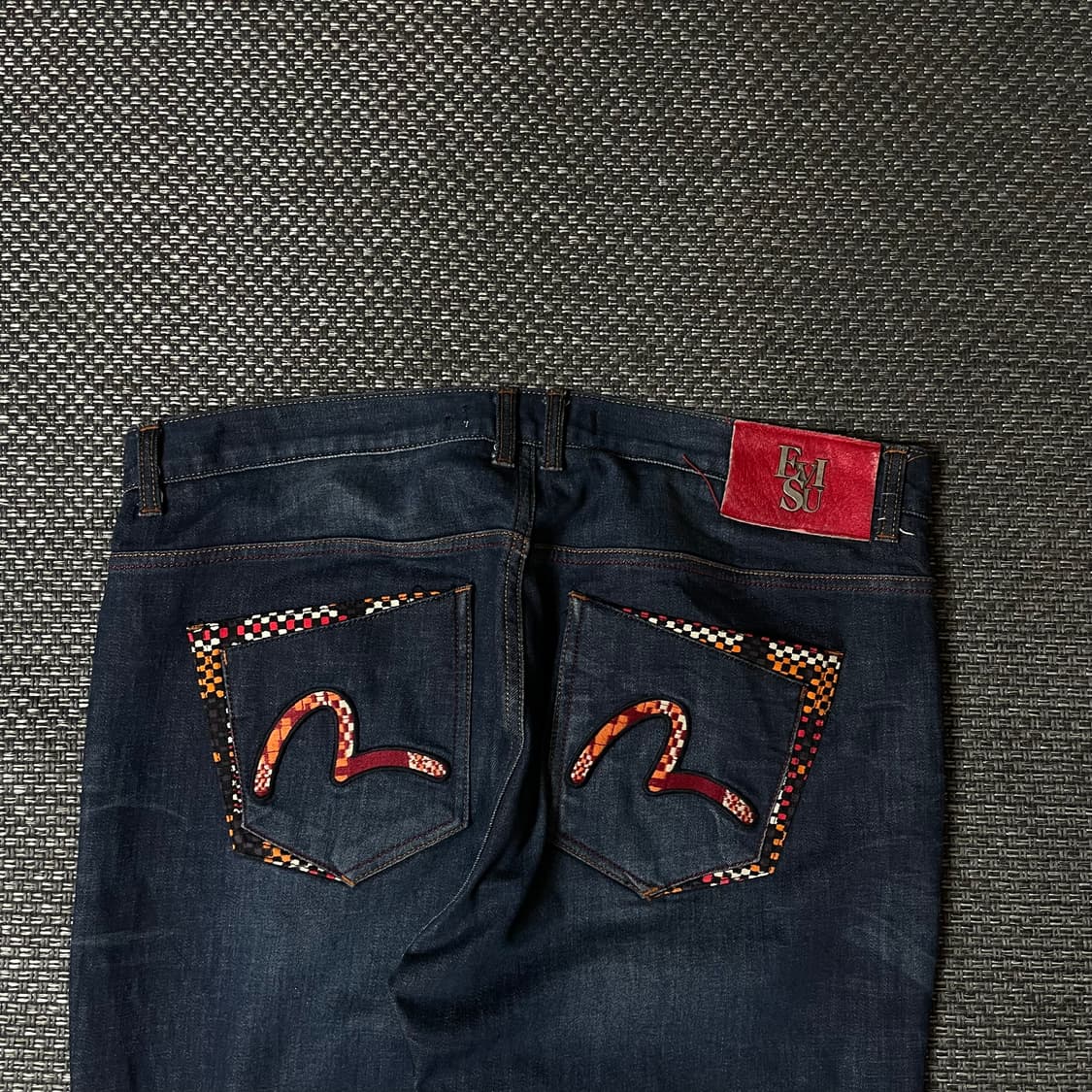 (36) 에비수 진청 레드 스티치 워싱 데님 팬츠 슬림 스트레이트 핏 상품이미지8