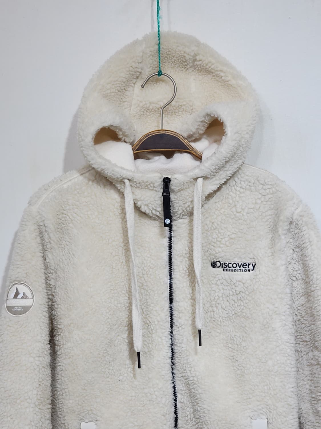 (100) 디스커버리 플리스 후드점퍼 아이보리 뽀글이 후리스 자켓  상품이미지2