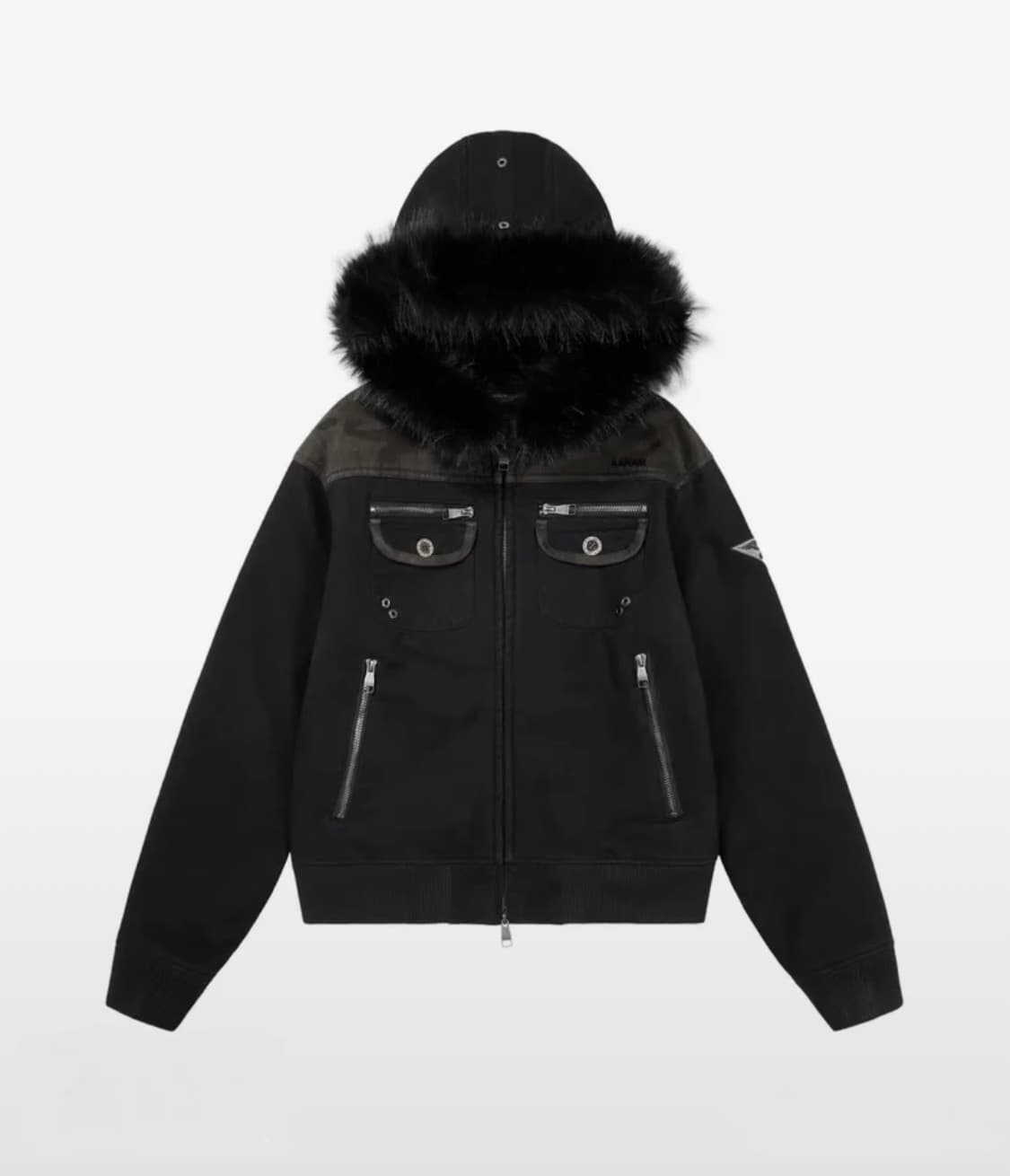 Fur Camo Contrast Jacket (Black) 상품이미지1