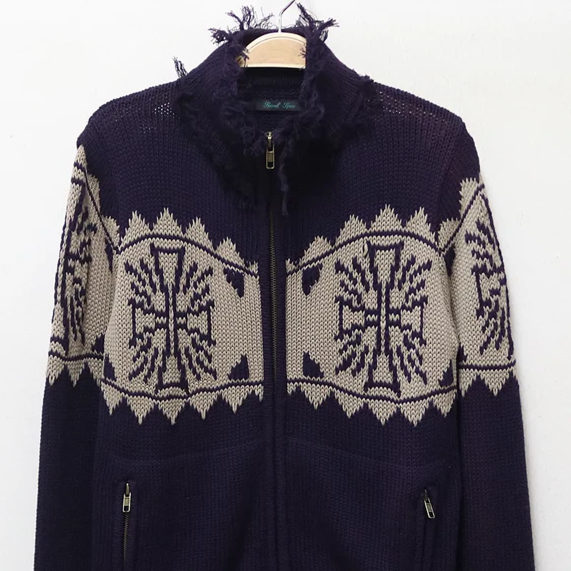 SPIRAL SPICE Y2K무드 그런지 니트 집업 63422 상품이미지3