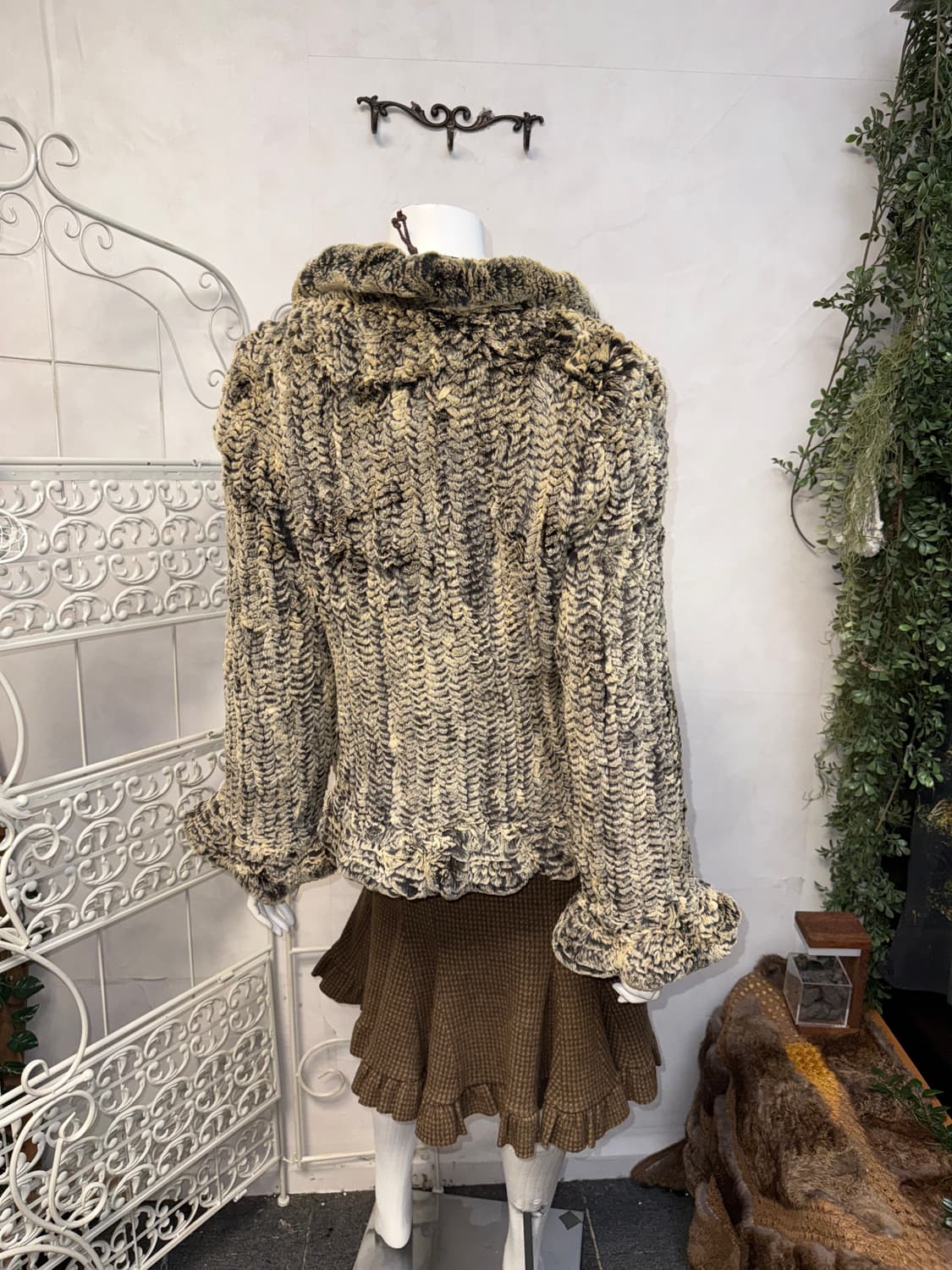 Mixed ash brown rex fur knit jacket  상품이미지5