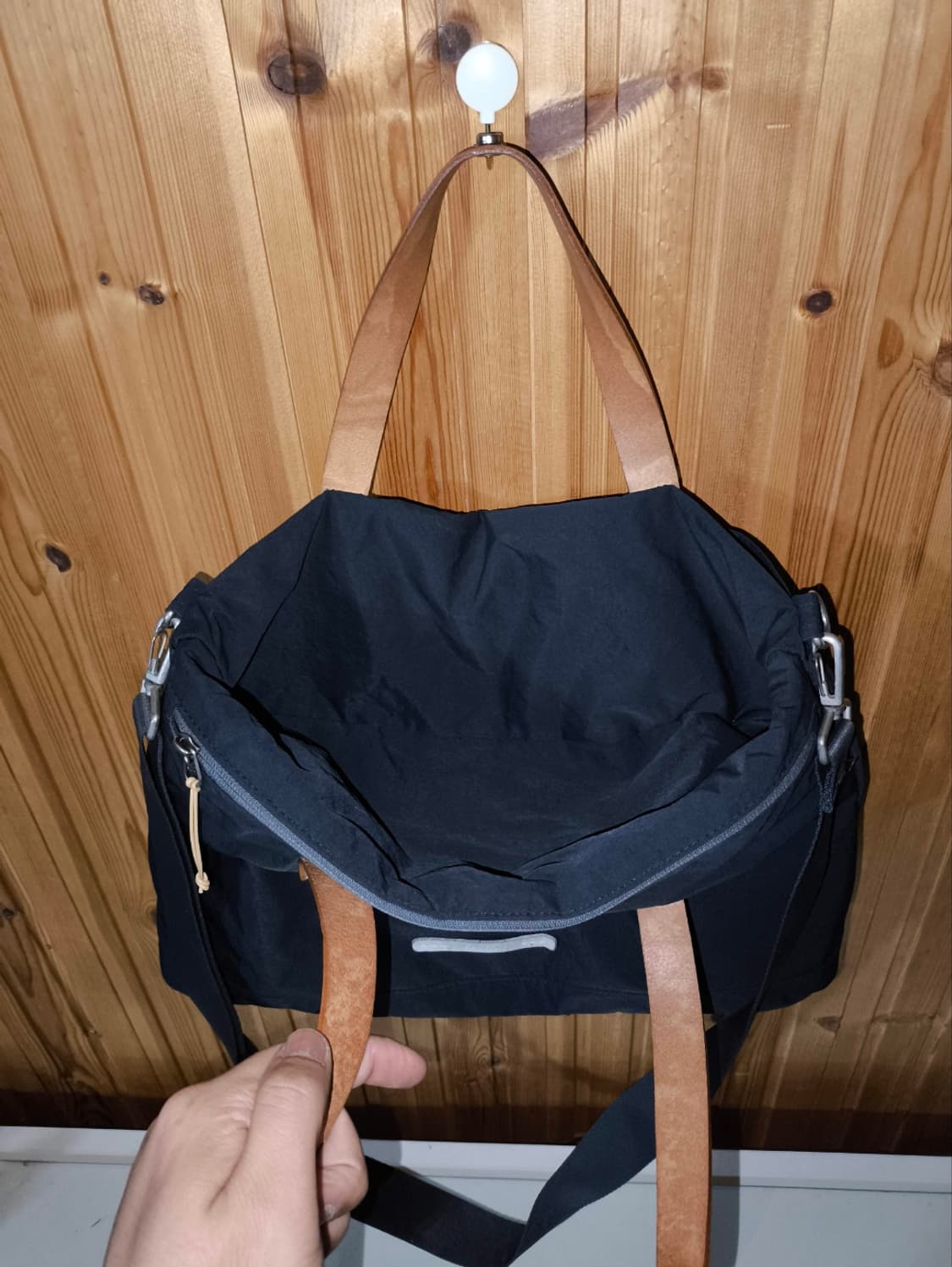 로우로우 네이비 나일론 가죽핸들 2WAY 토트백 숄더백 상품이미지6