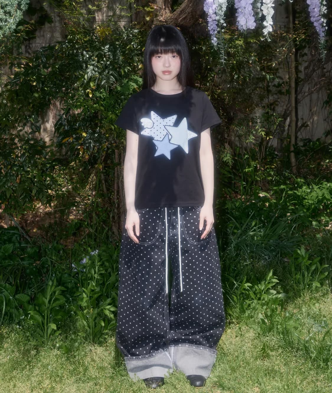 팬시클럽 믹스 스타 엔젤 패치 티 (BLACK) M 상품이미지4