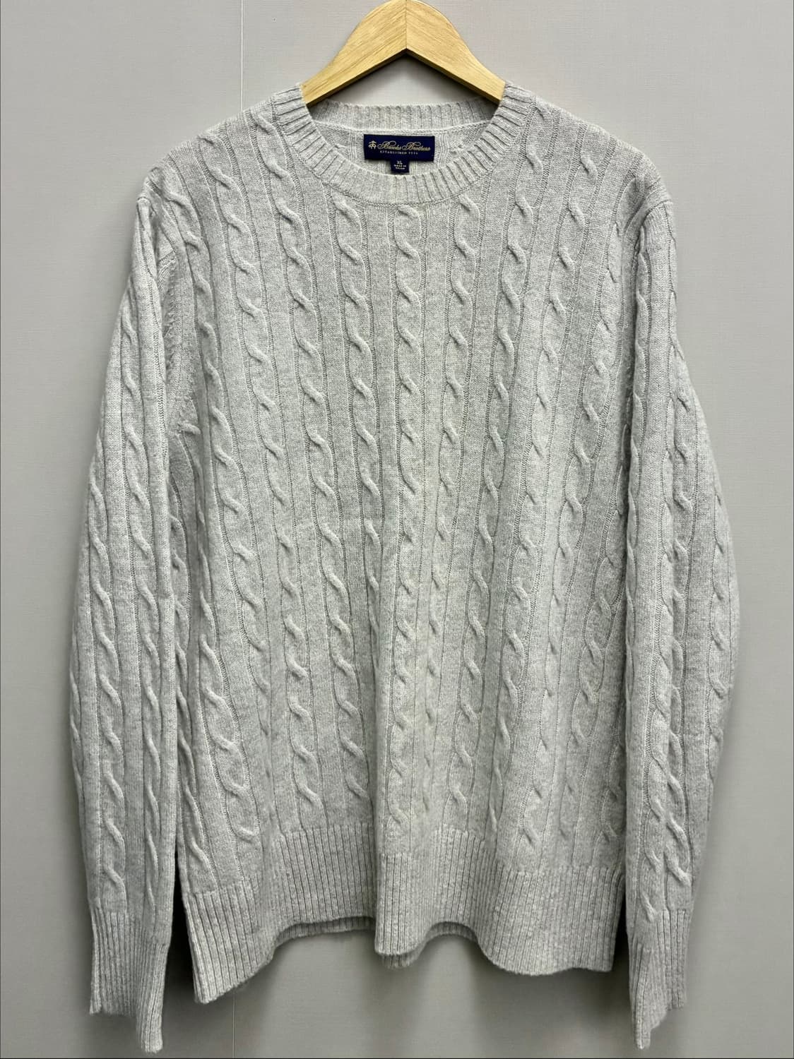 (XL)브룩스브라더스 램스울 케이블 꽈배기 니트 스웨터 그레이 상품이미지1