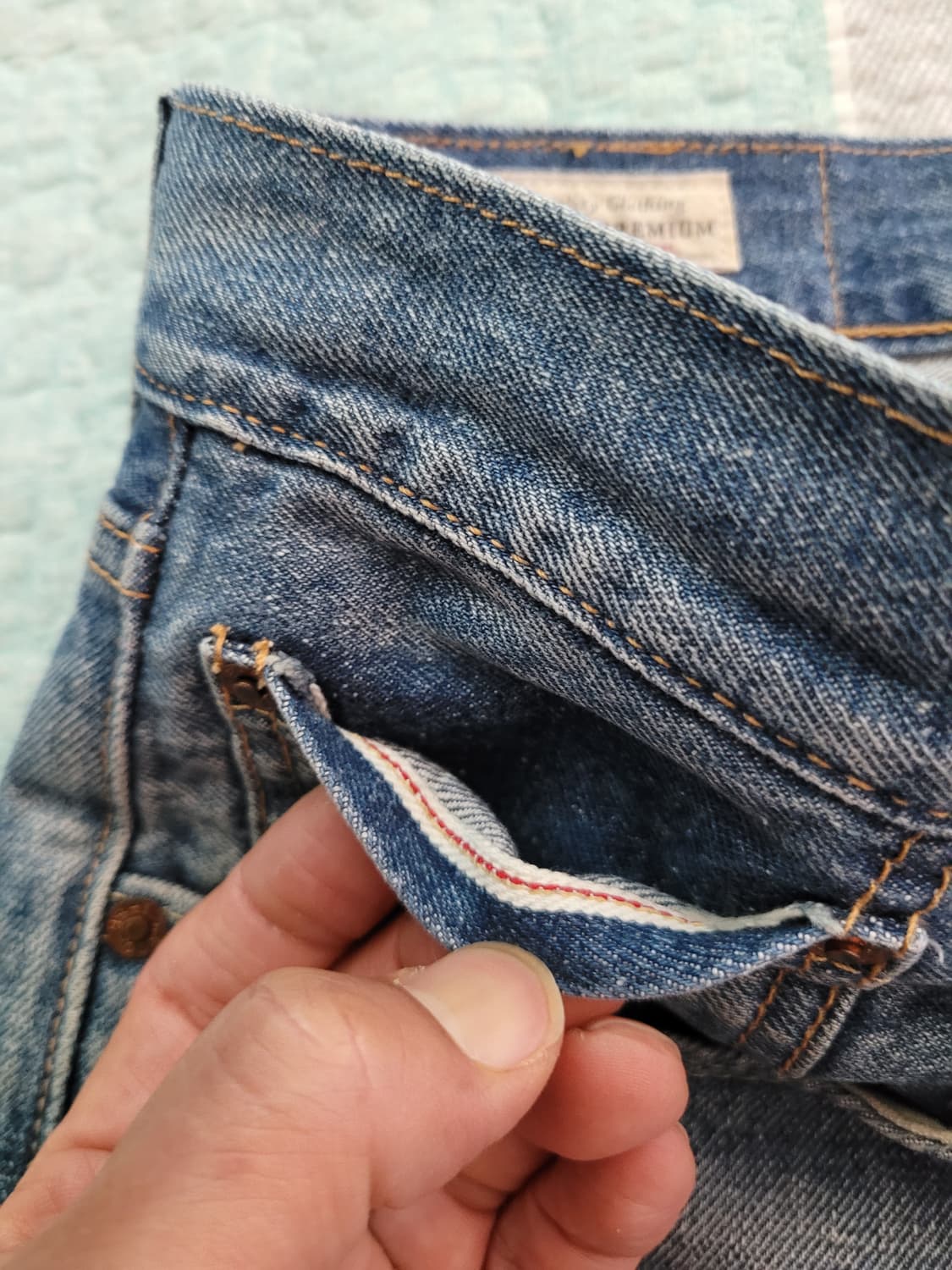 리바이스 501 마혼방 중청워싱 셀비지데님 32사이즈 상품이미지3