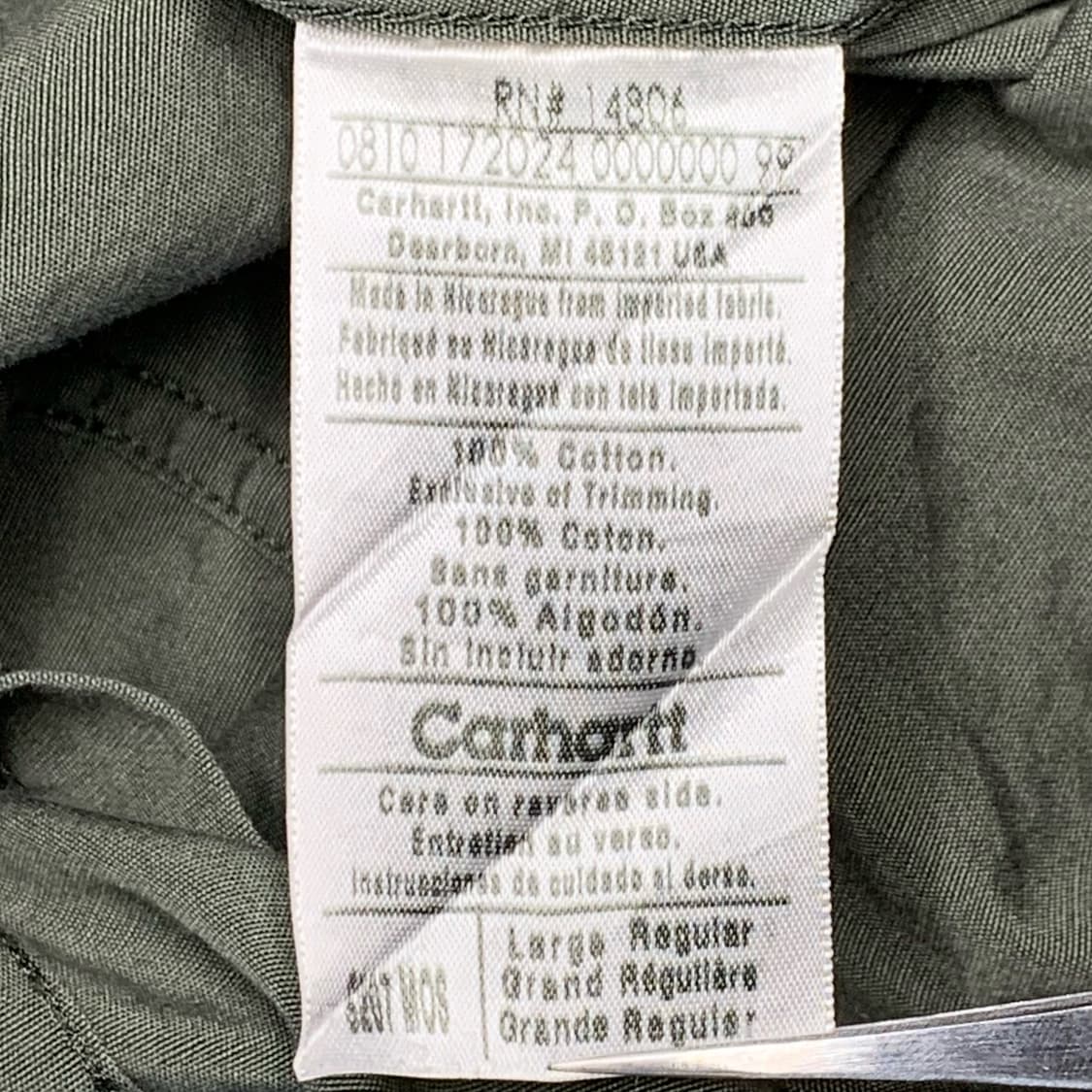 [L] 칼하트 워크셔츠 카키 상품이미지5