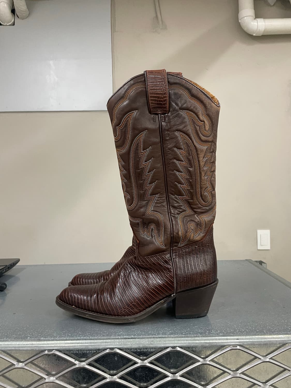 산초 브라운 가죽 웨스턴 카우보이 부츠 EU38 상품이미지1