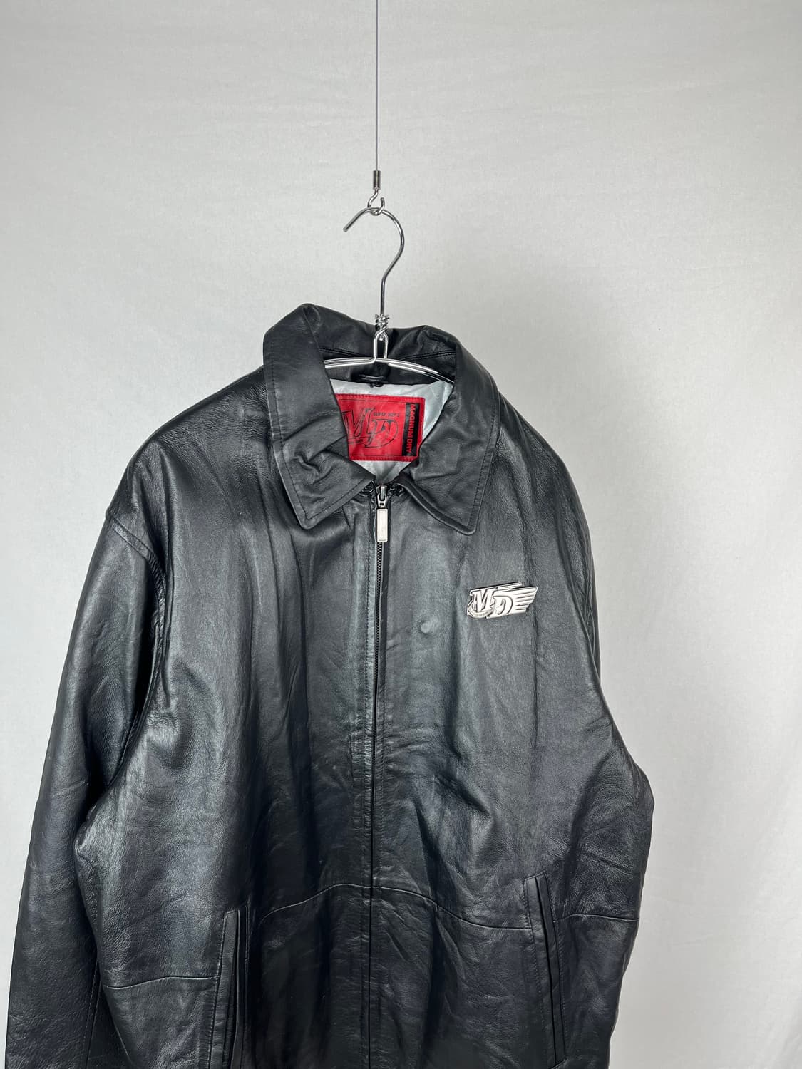 Vintage 브로치 레더 자켓 상품이미지2