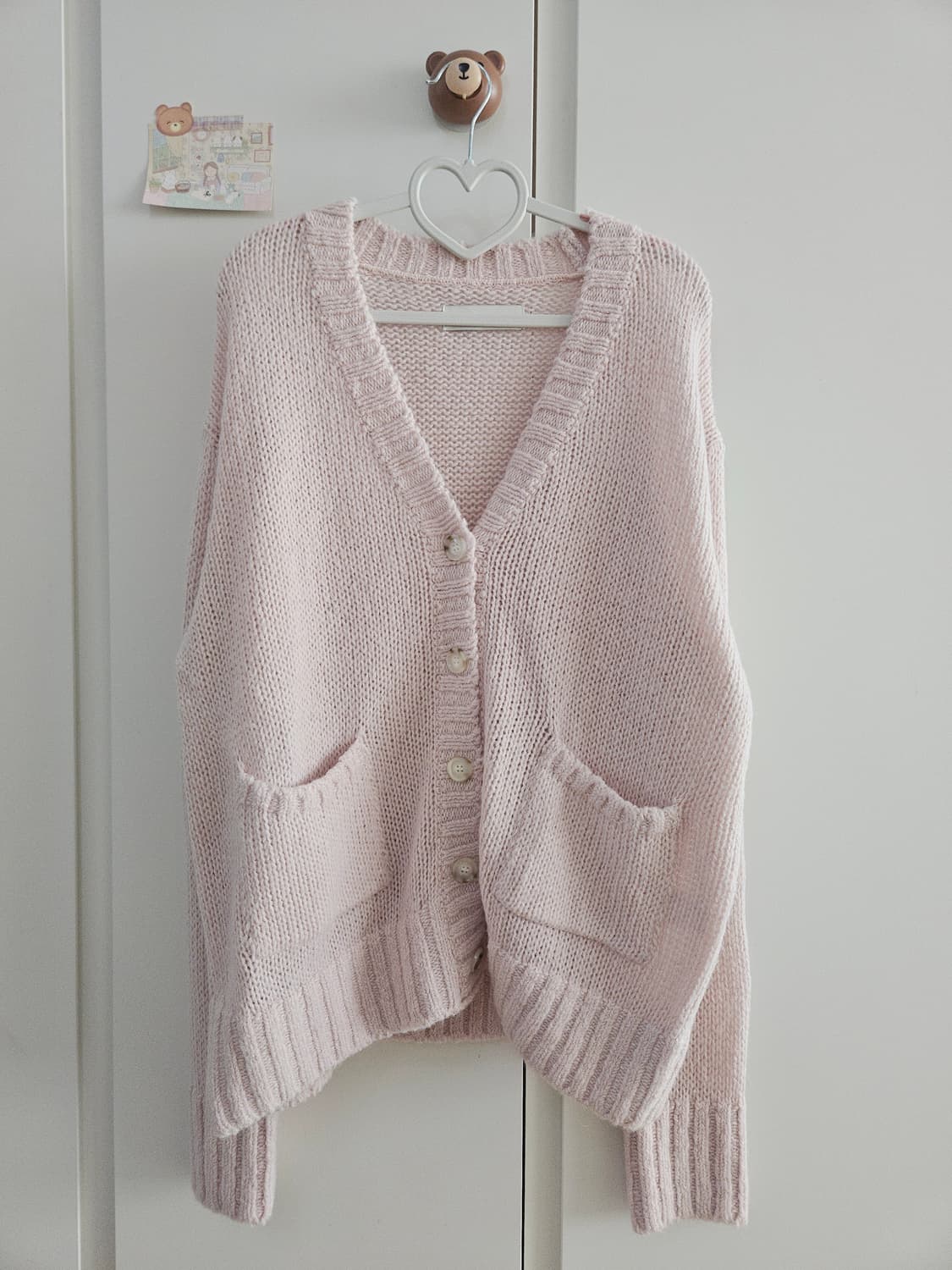 [새상품] 쓰리타임즈 루즈 피넛 가디건 벚꽃핑크 상품이미지10