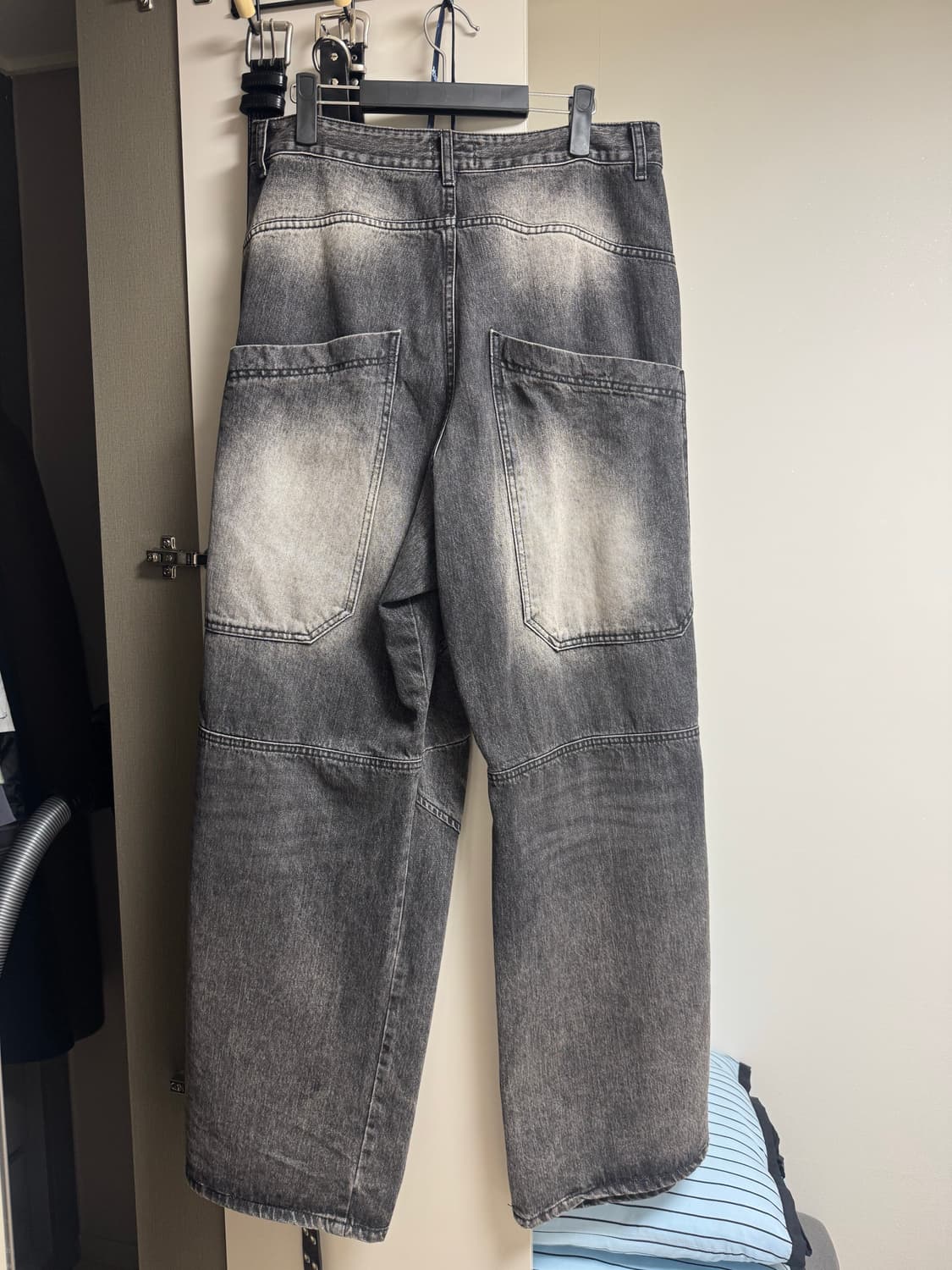 (M) mjd 3D 니 데님 팬츠 블랙 상품이미지3