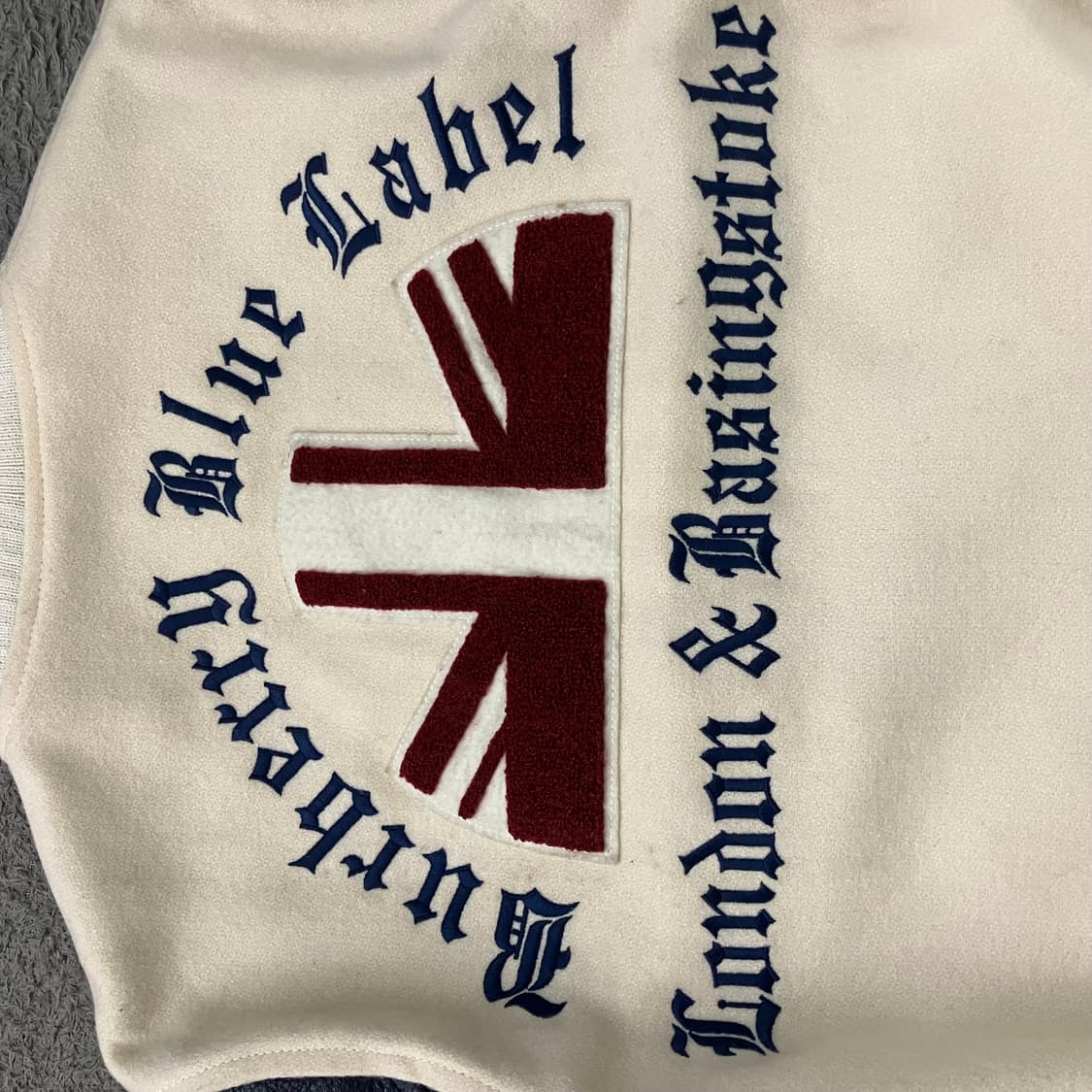 버버리 블루라벨 로고 와펜 가죽 소매 스타디움 자켓 M 상품이미지5