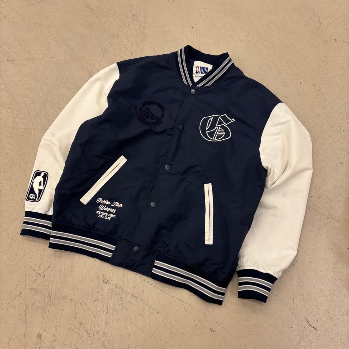 NBA 골든 스테이트 빅로고 바시티 자켓 상품이미지1