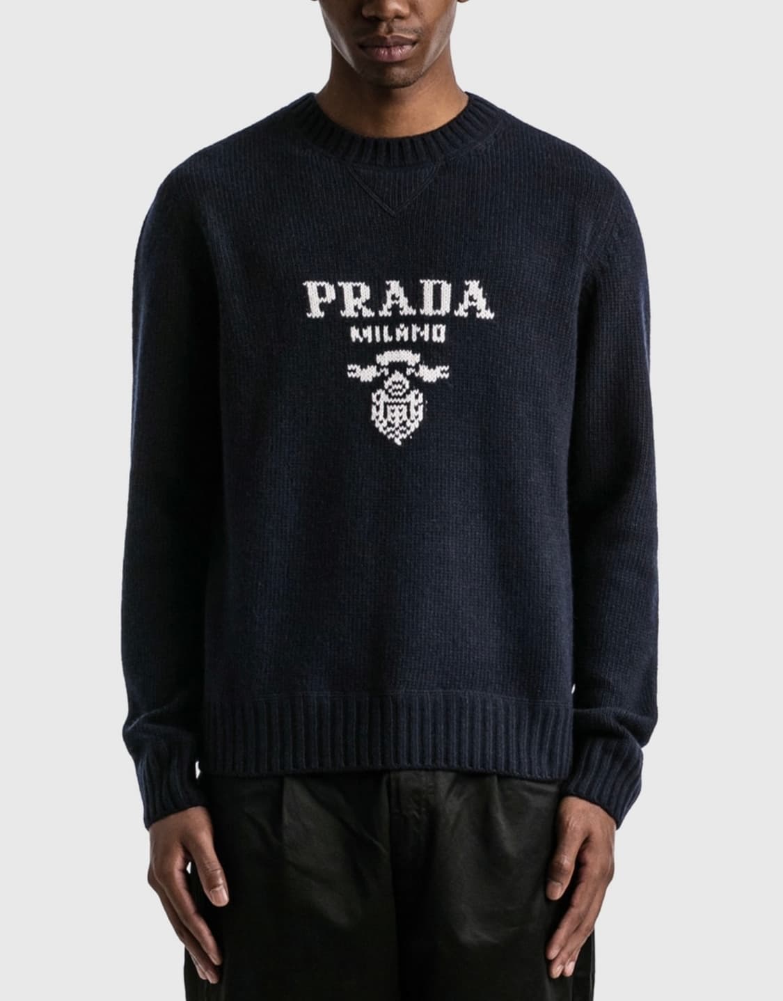 프라다 남성 캐시미어 울 로고 니트 스웨터(블랙, 50/새상품) 상품이미지6