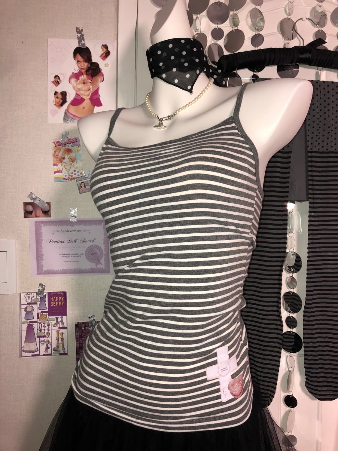 gray stripe sleeveless  상품이미지1