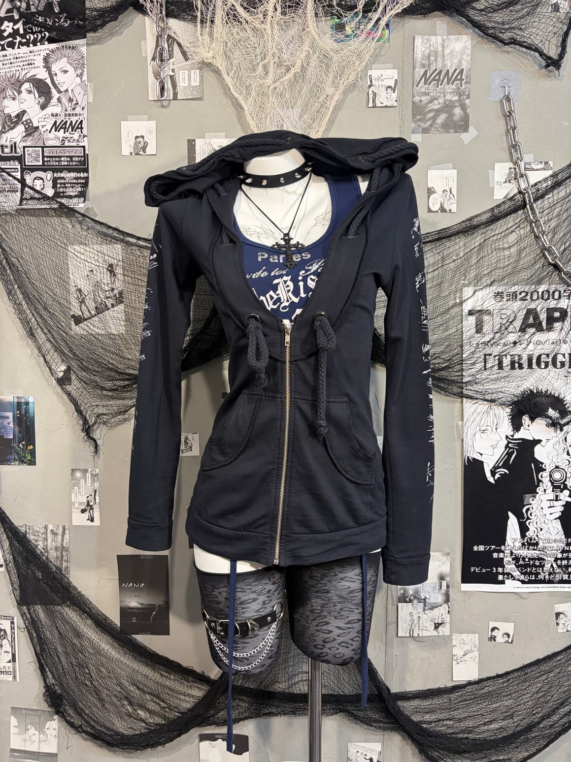 00‘s rope detail Printing hoodie zip up 상품이미지5