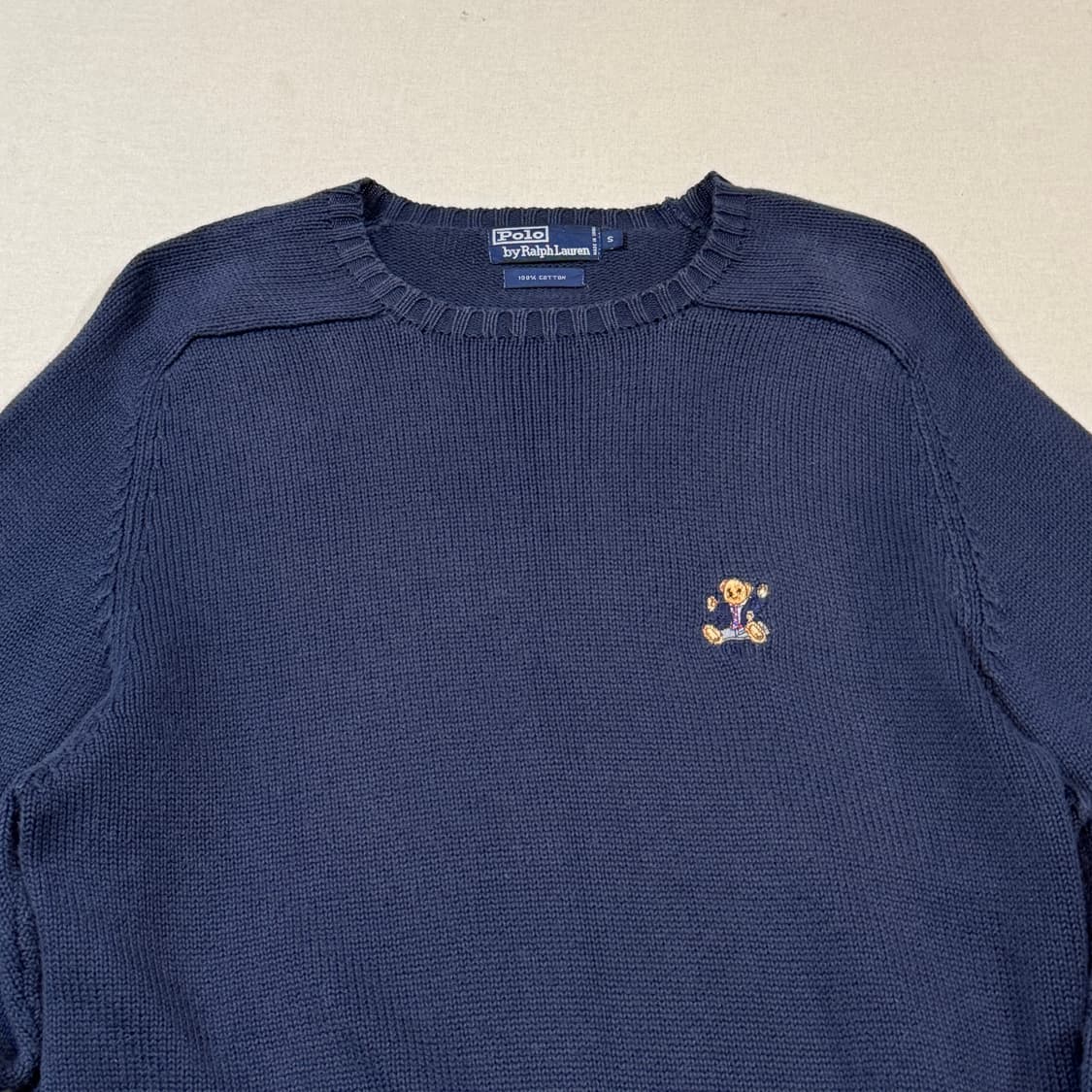 S) 폴로 랄프로렌 폴로 베어 헤비코튼 라운드넥 니트 네이비 상품이미지3
