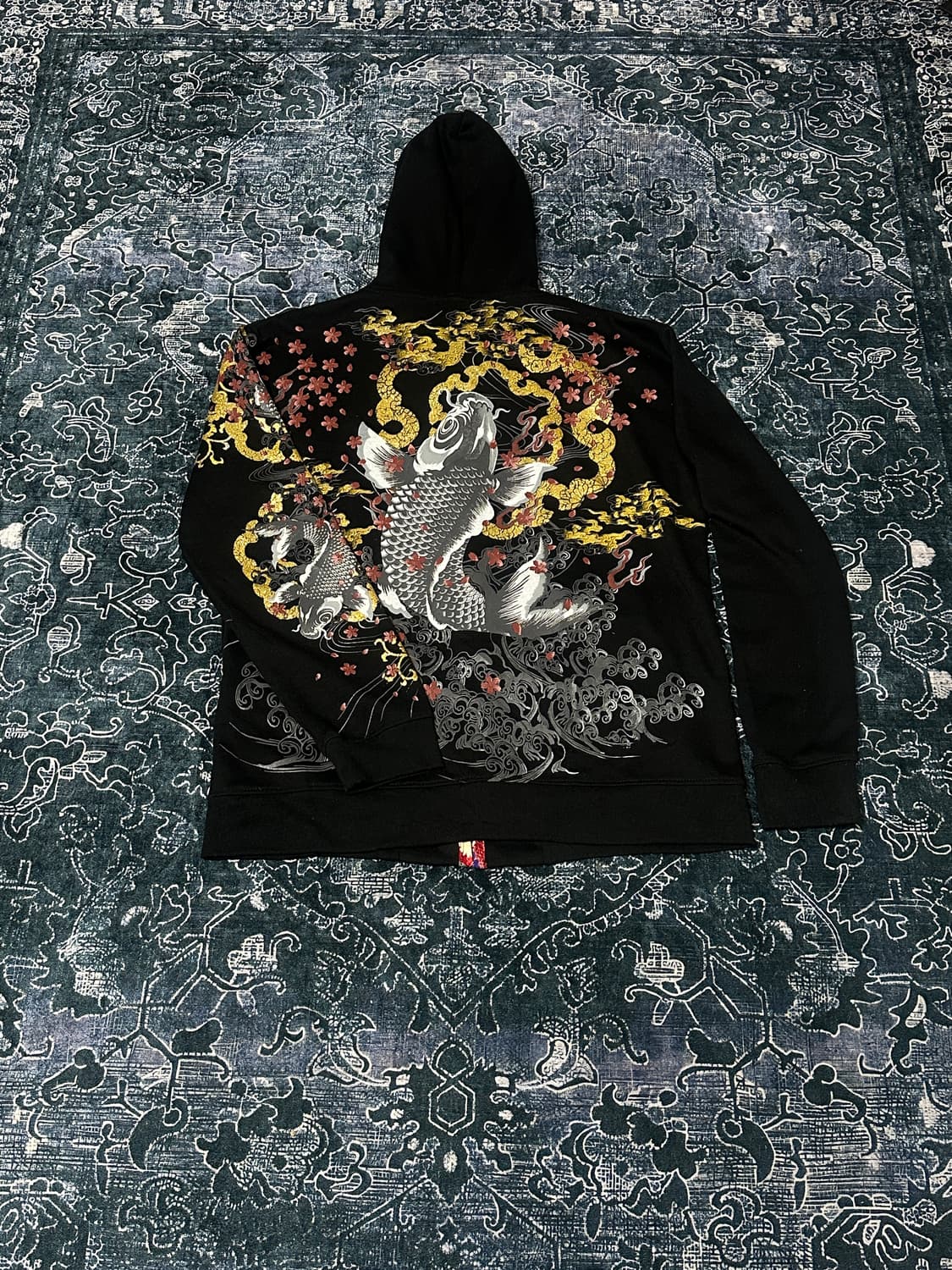 오리엔탈 드래곤 잉어 자수 후드집업 상품이미지3