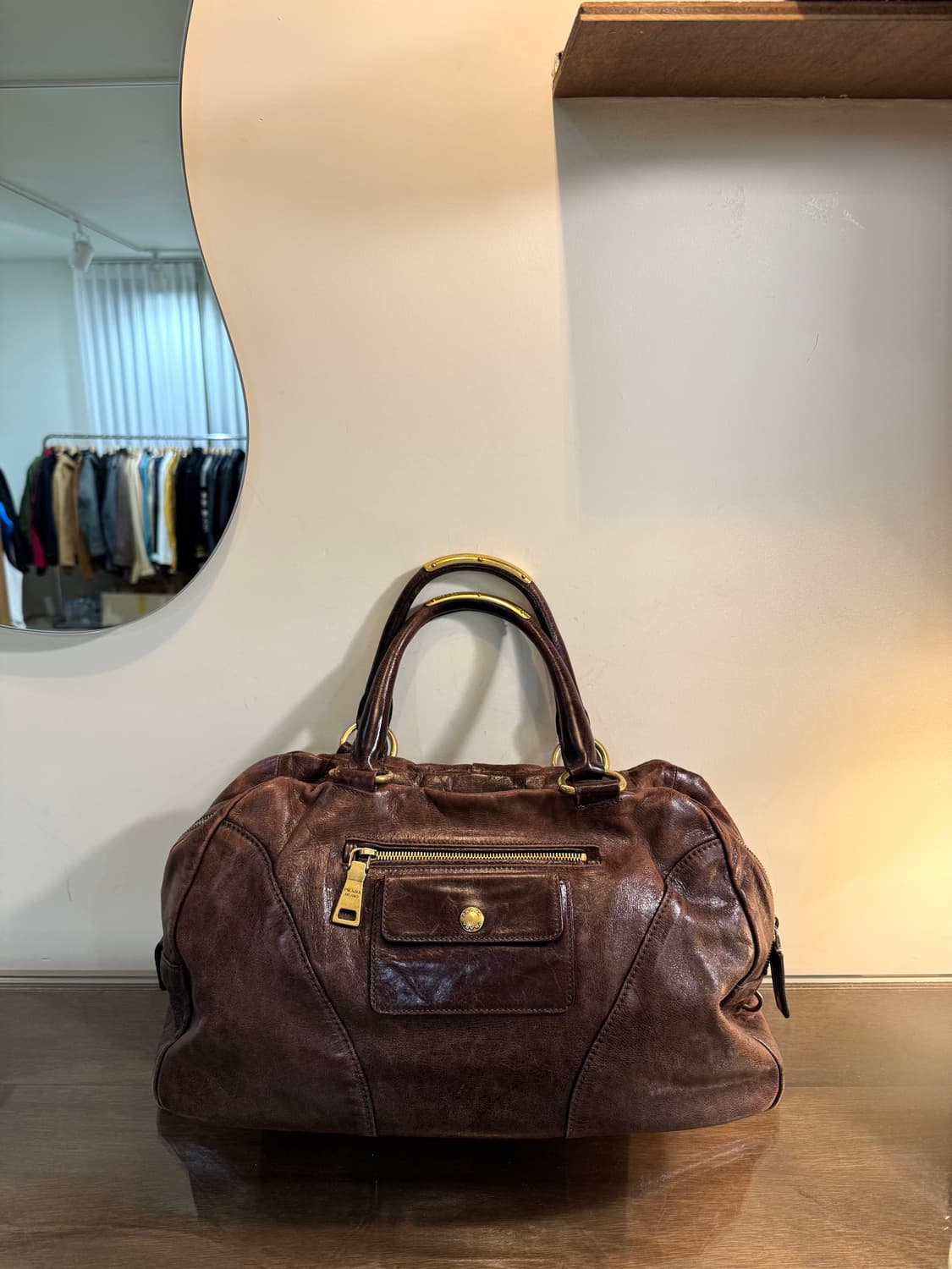 PRADA 프라다 빈티지 브라운 레더 토트백 상품이미지6