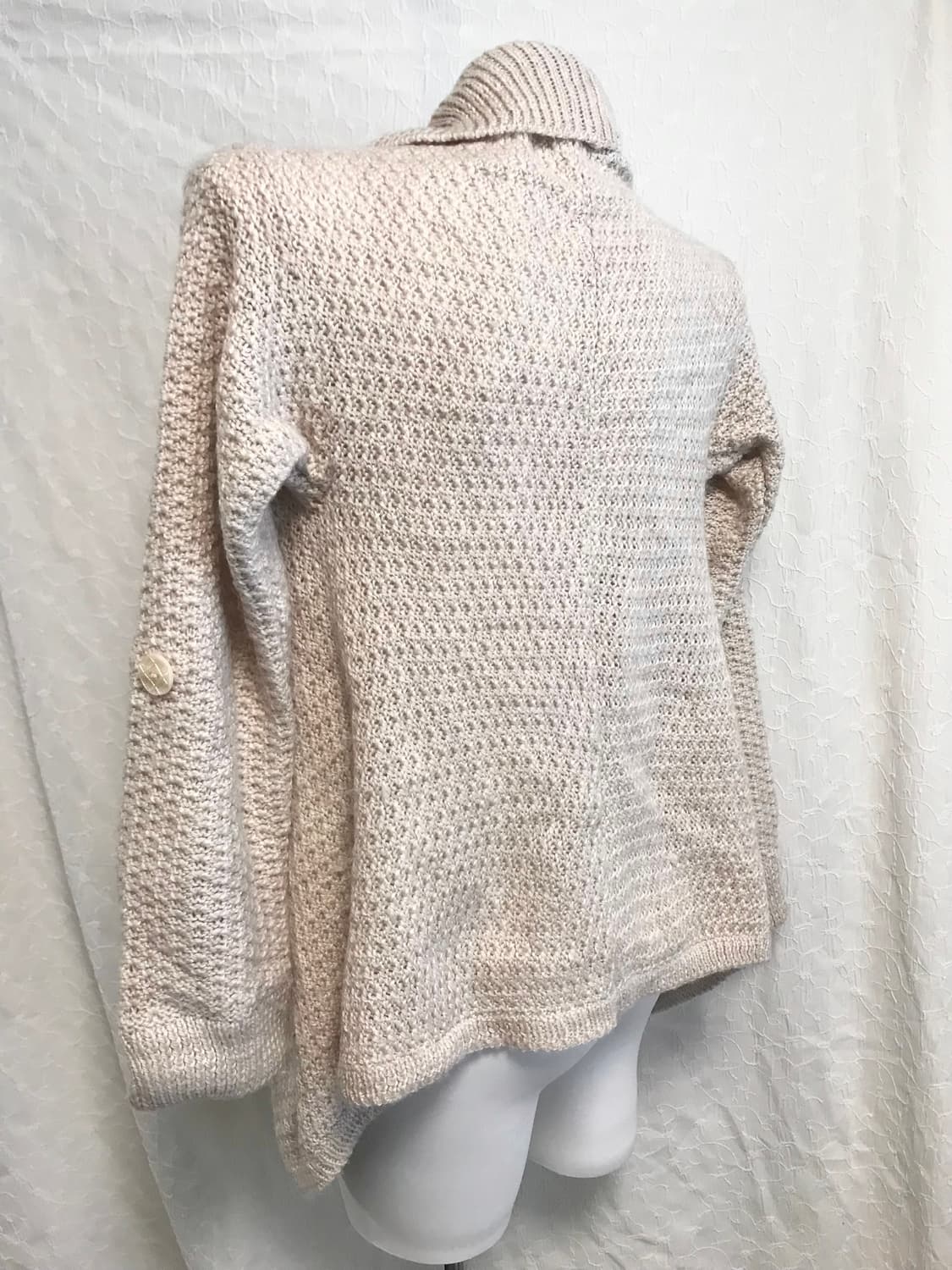 빈티니 니혼진 너드 사선 버튼 드레이프 오프숄더 가디건 상품이미지5