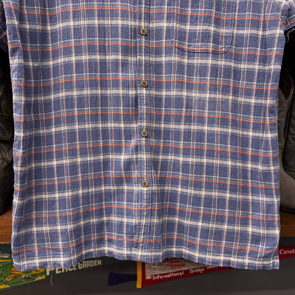 파타고니아 오가닉코튼 오렌지 그리드 마드라스체크 시어서커 셔츠 N1021 상품이미지4