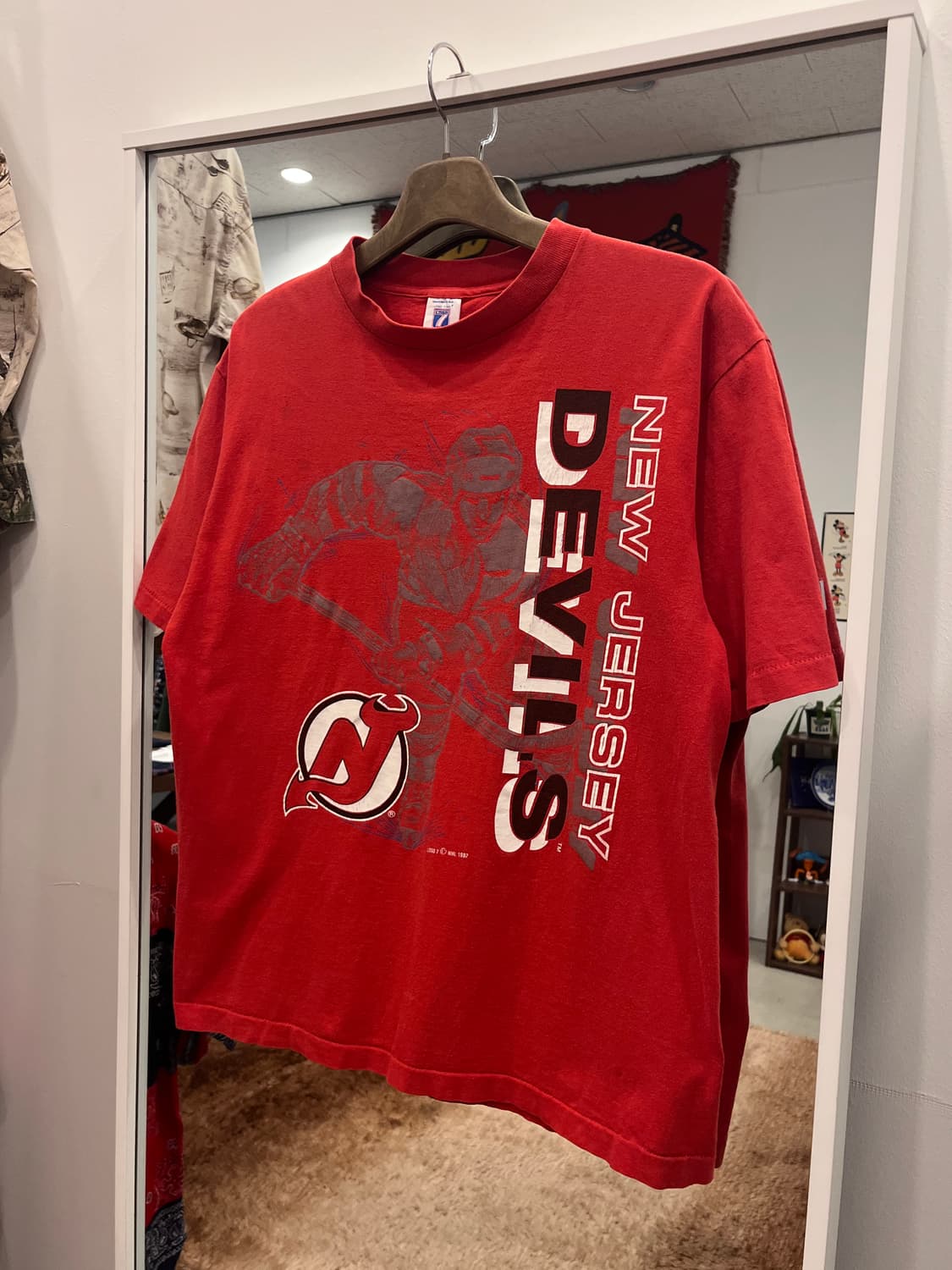 90s Logo 7 로고세븐 NHL 뉴저지 데빌스 반팔 티셔츠 (USA) 상품이미지1