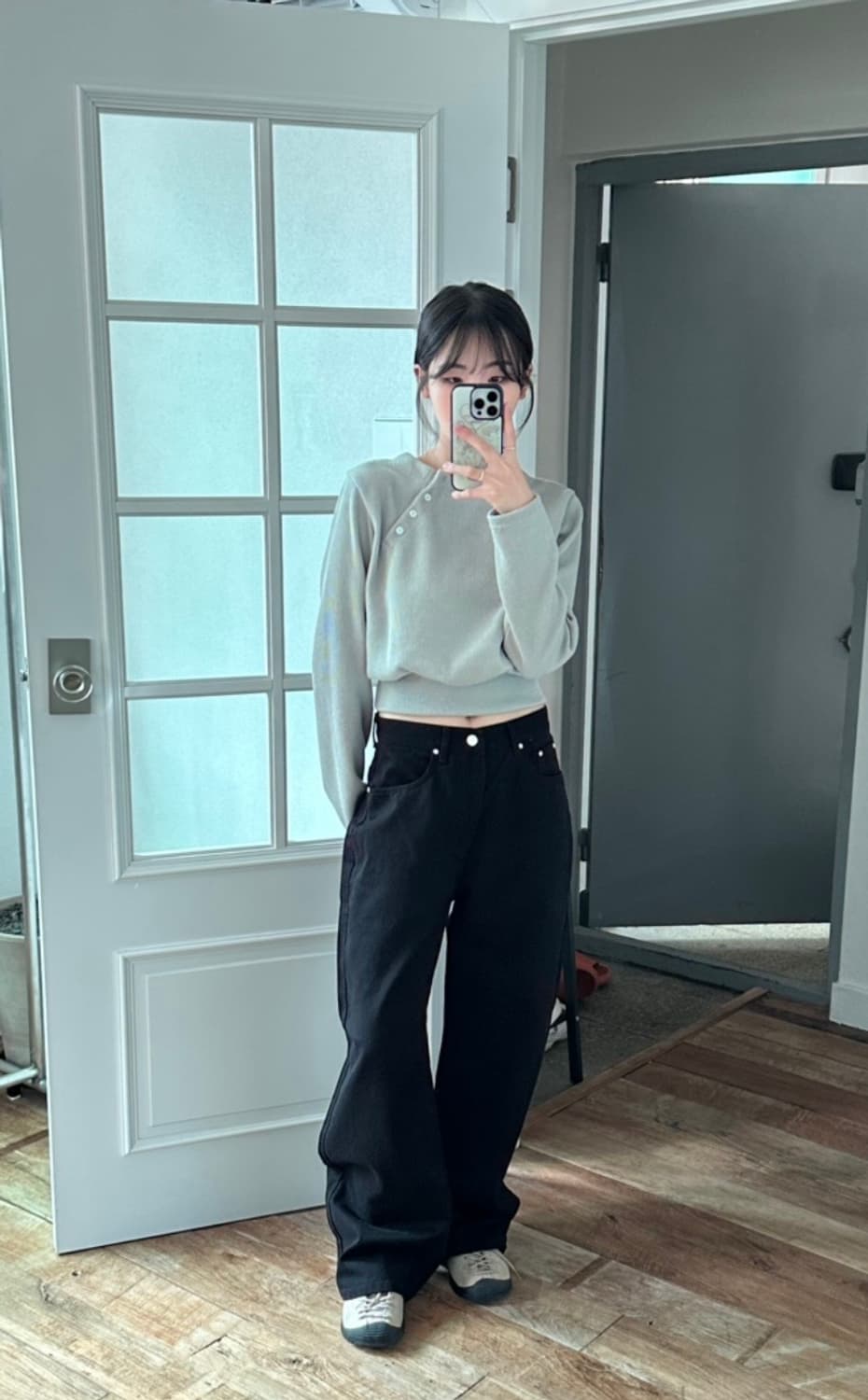 릿킴 블랙업 롱 와이드 데님팬츠 (M)(블랙) 상품이미지2