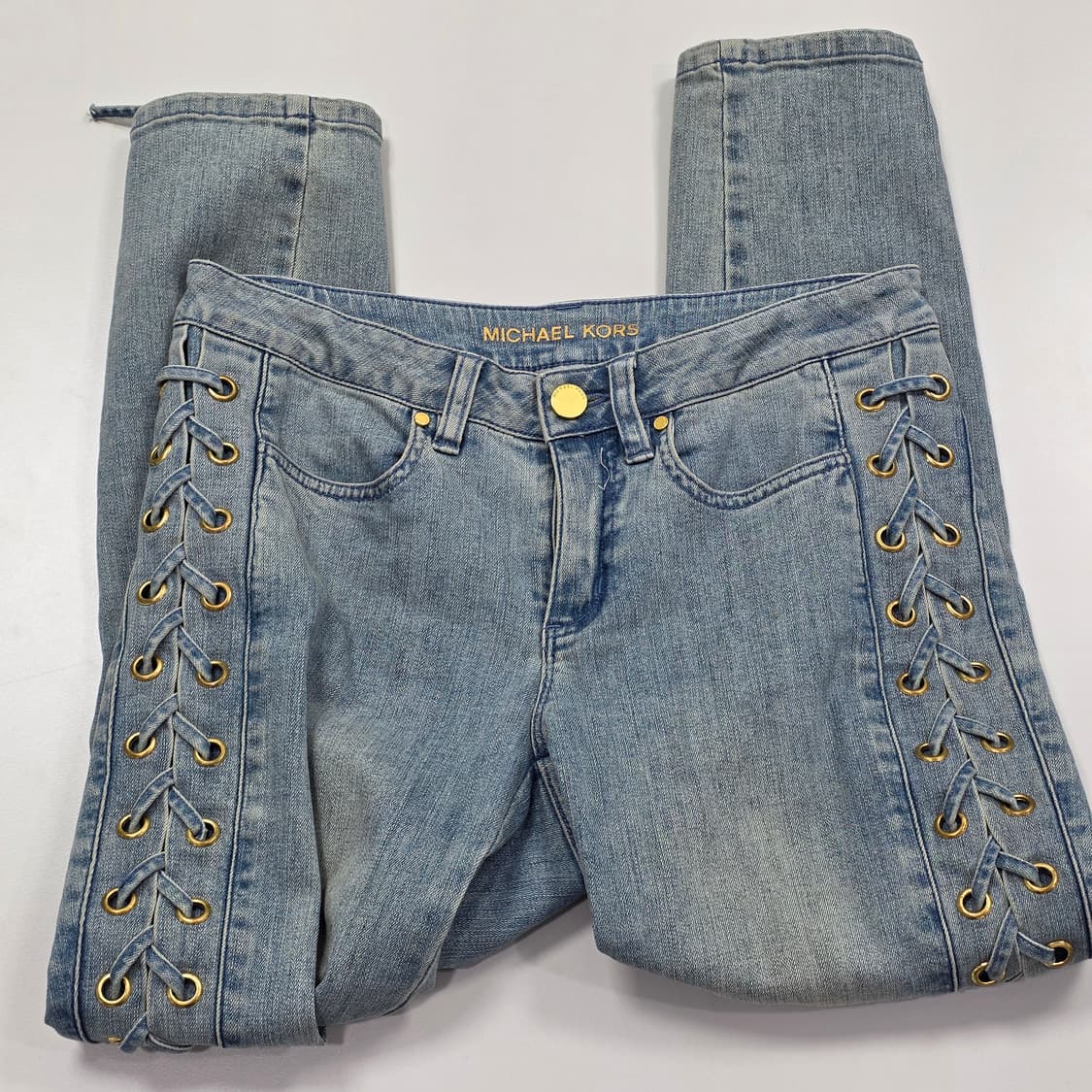 마이클코어스)빈티지 y2k 옆끈꼬임 데님청바지 상품이미지1