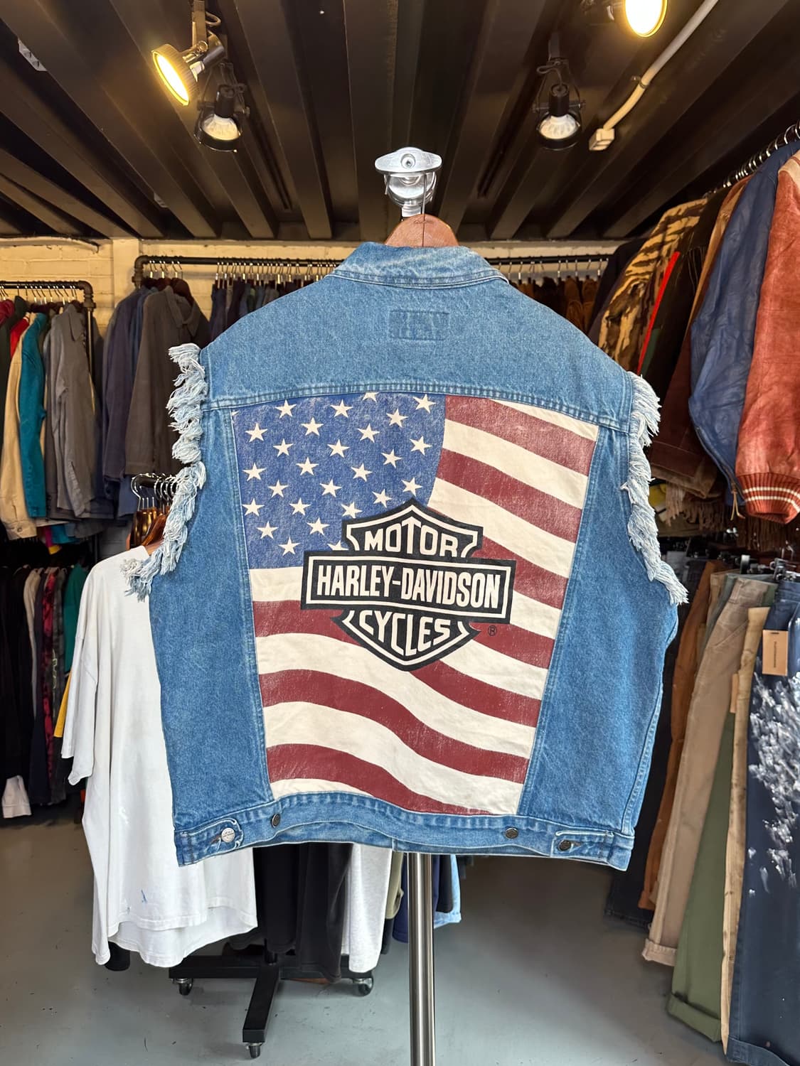 90s 할리데이비슨 데님 컷오프 베스트 made in usa 상품이미지1