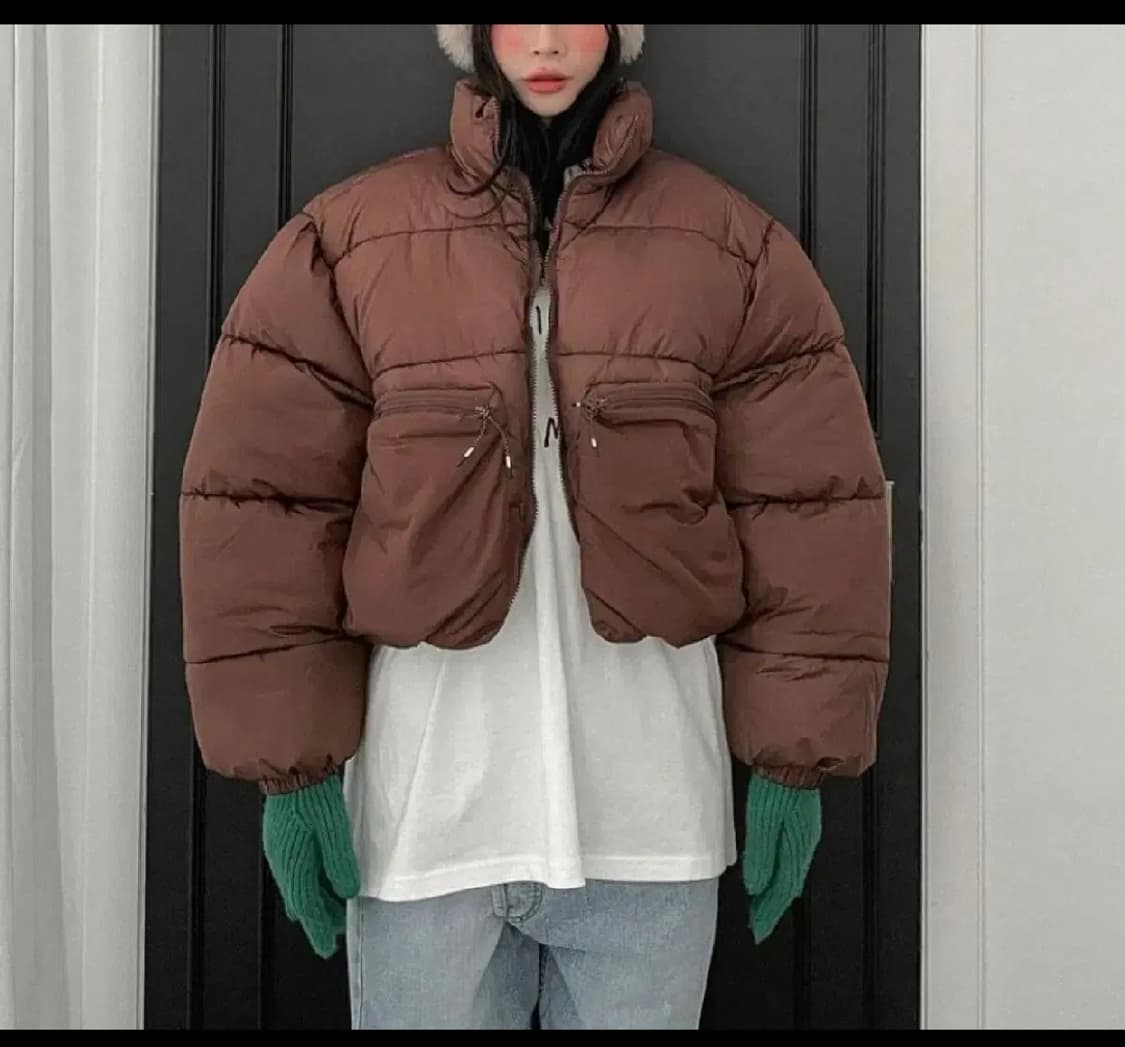 브릭 브라운 빅포켓 숏패딩 상품이미지5