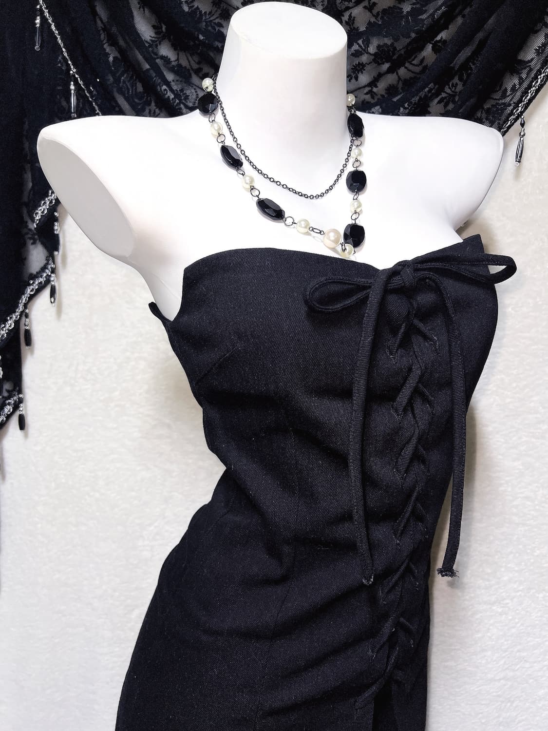 로맨틱고딕 고스펑크 히메갸루 블랙 코르셋 미니원피스 아일렛 탑드레스 섹시 상품이미지1