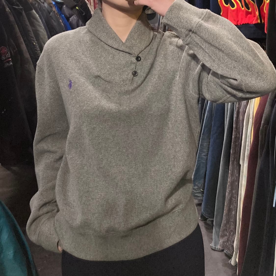 [IM] 폴로 랄프로렌 숄카라 니트 그레이 상품이미지1