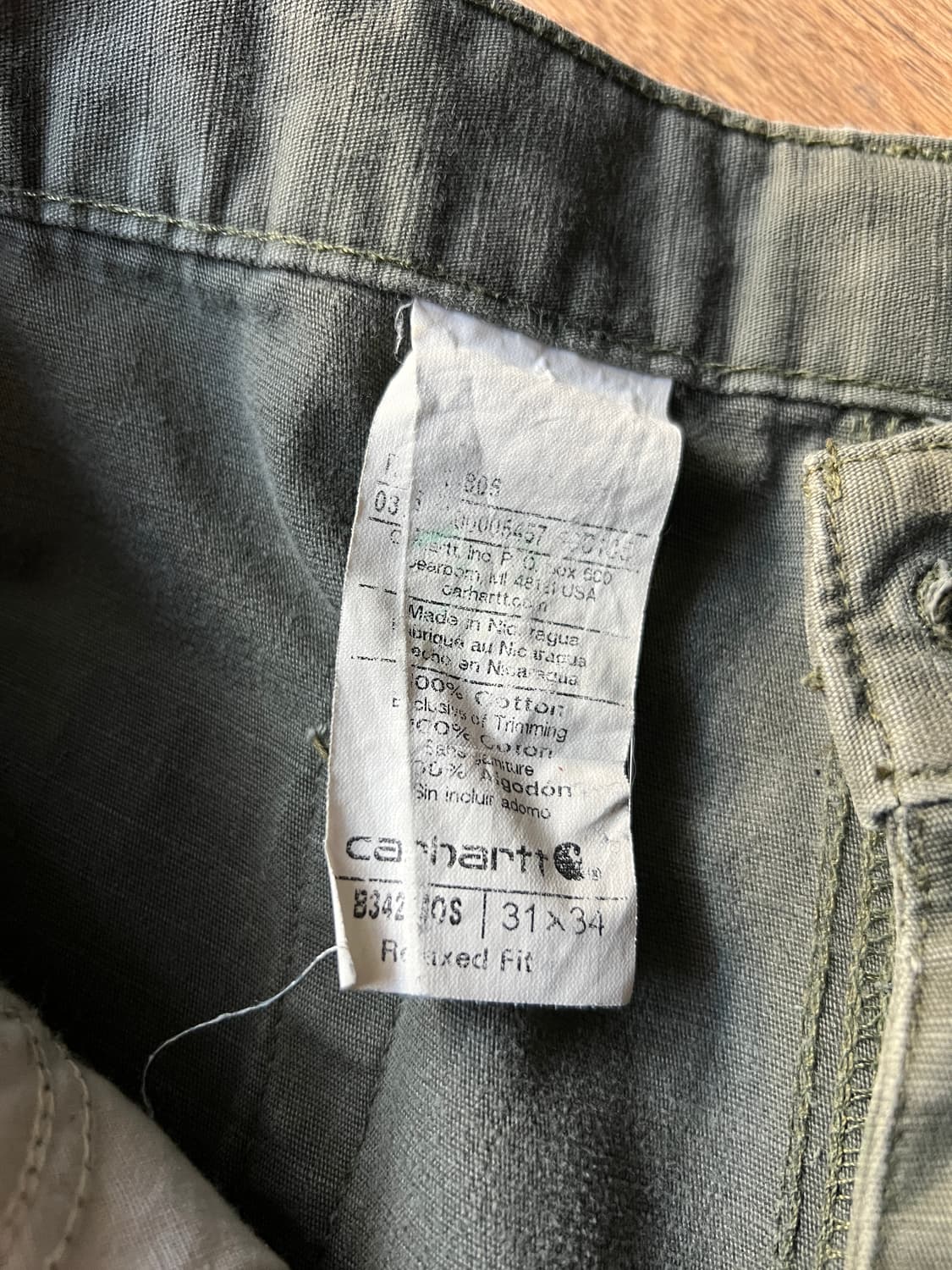 [31]칼하트 USA 모스그린 립스탑 더블니 워크 카고 팬츠 상품이미지4