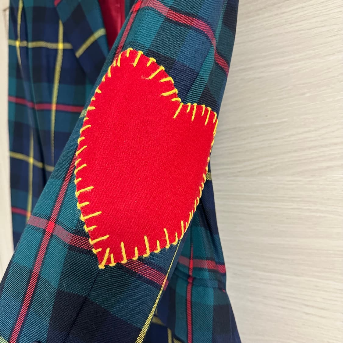 모스키노 그린 체크 하트 엘보 패치 자켓 (국내 55사이즈) 상품이미지4