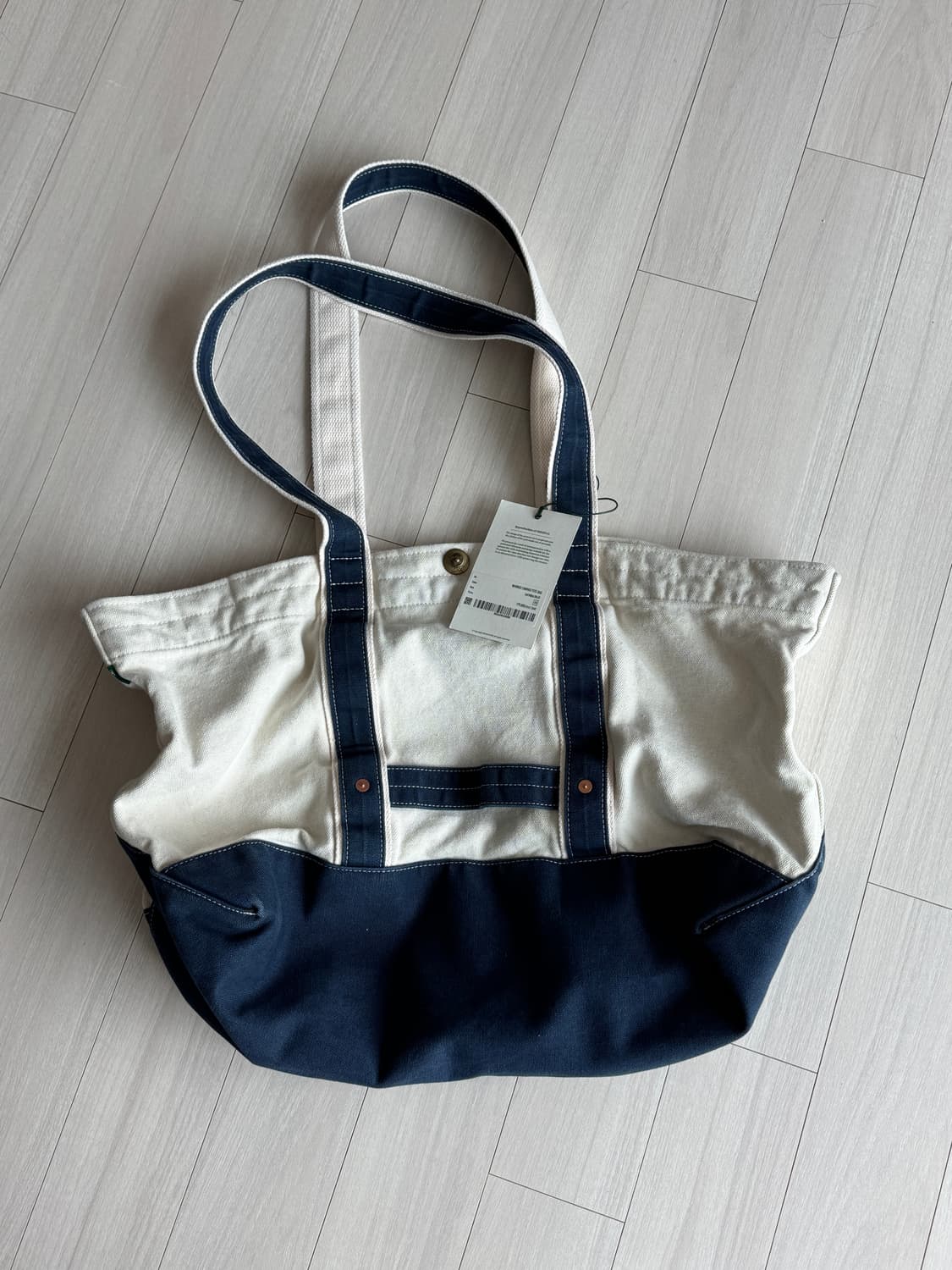 비헤비어 워시드 캔버스 토트백 - 오트밀 블루 상품이미지1