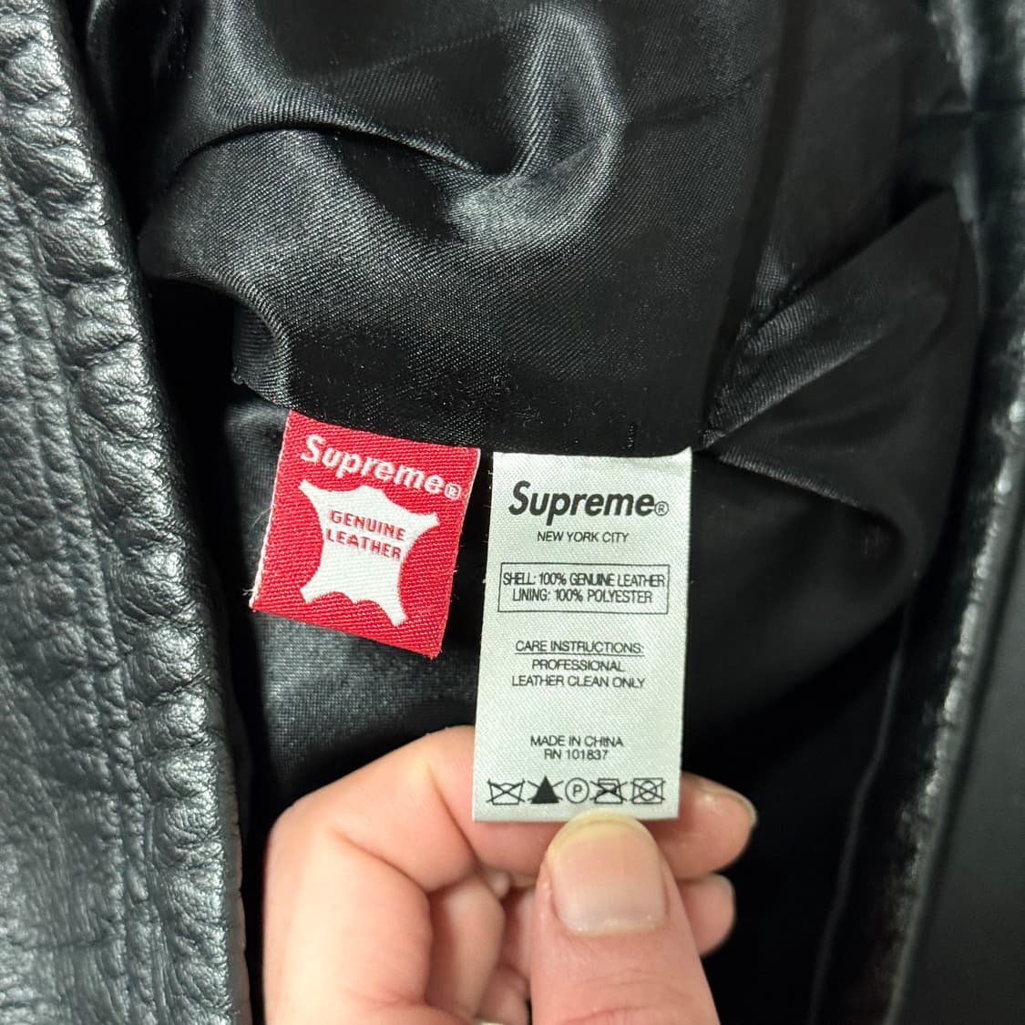 FW15 슈프림 x 챔피온 아치 로고 레더 코치 자켓 상품이미지7