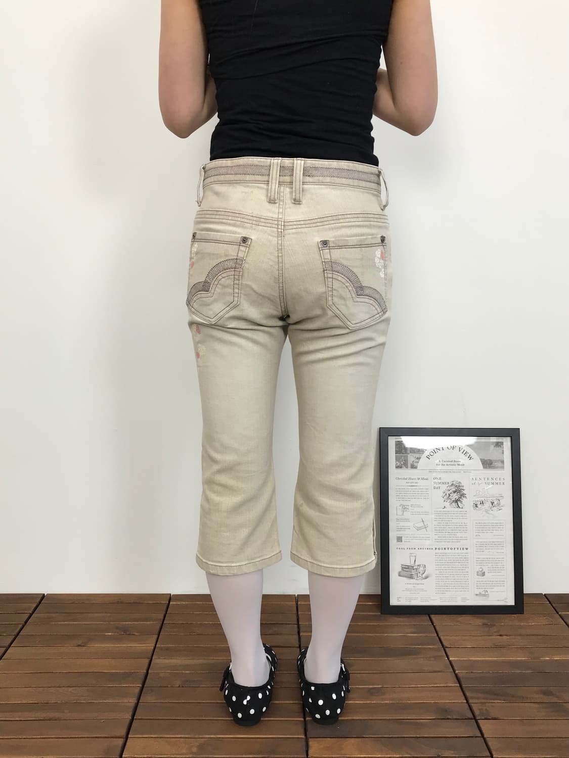 Jpn Angel Jeans Beige Heart Capri Pants 상품이미지3