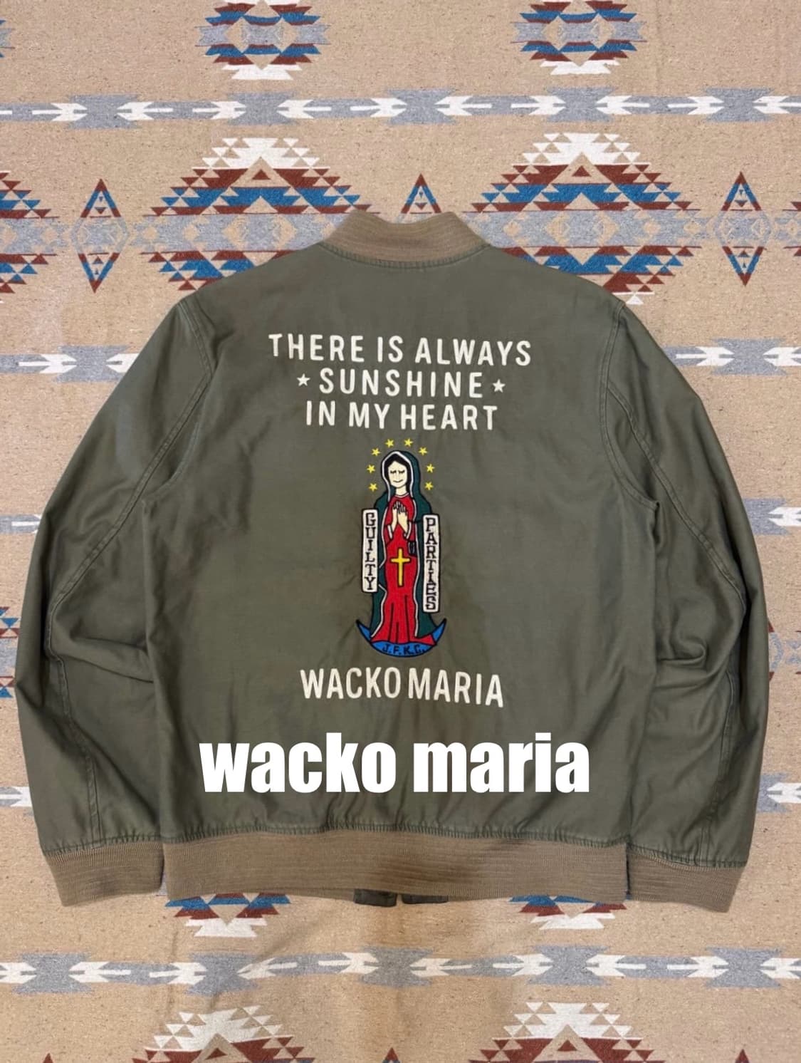 [L] 와코마리아 마리아 자수 리버시블 블루종 자켓 올리브 상품이미지1