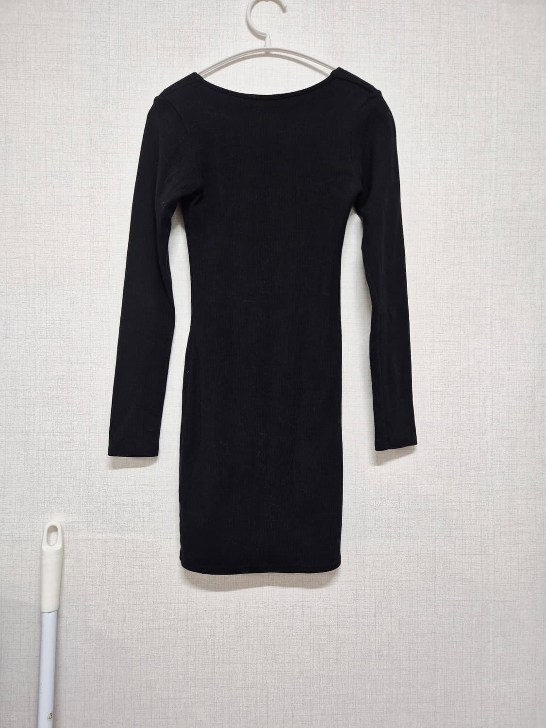 ARU 블랙 골지 미니 원피스 상품이미지2