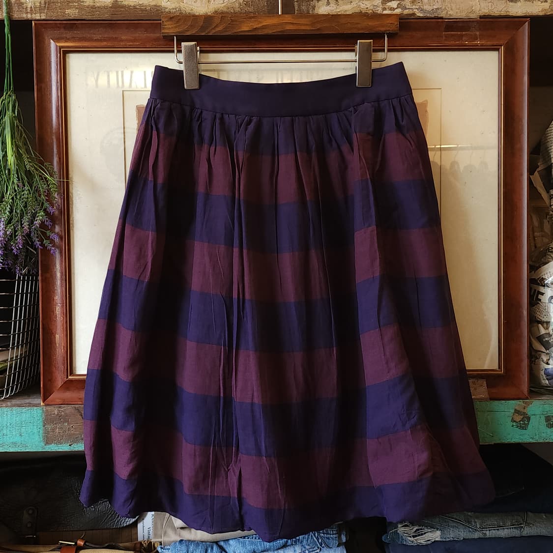 버버리 프로섬 스커트 치마 스트라이프 패턴 런웨이 이중원단 40 상품이미지3