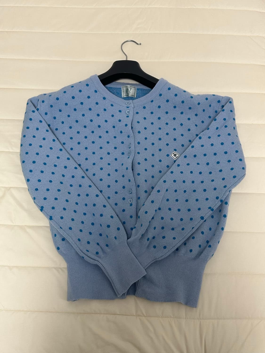 노컨텐츠 도트 울 가디건 스카이 하늘색 상품이미지1