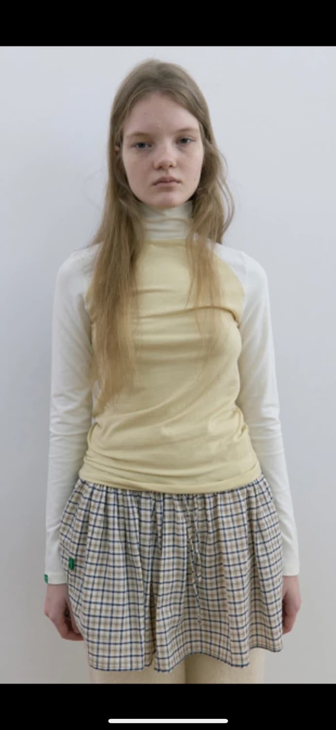 노컨텐츠 Layered Check Skirt (yellow) 상품이미지1