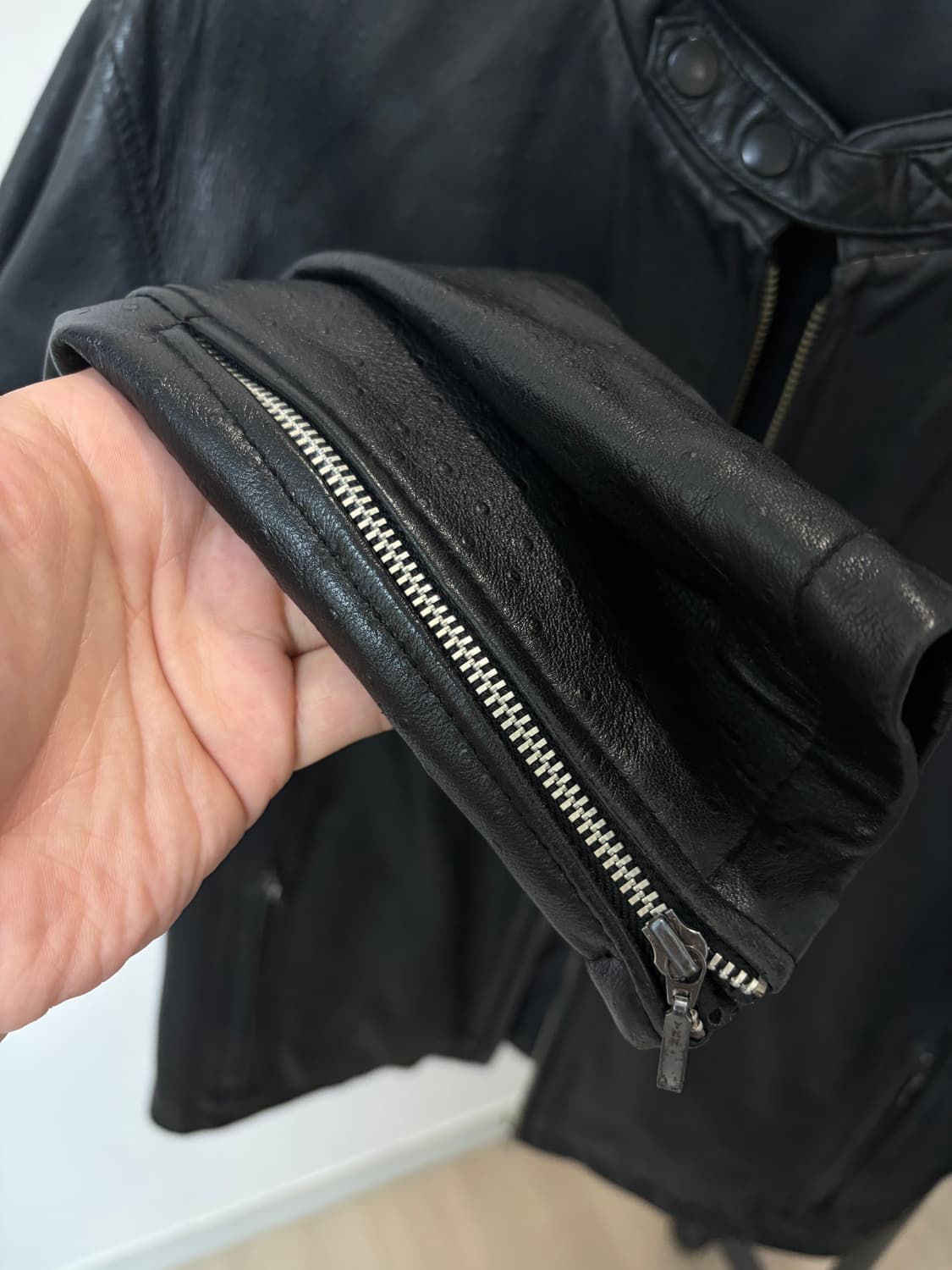 (M) cowoo 싱글라이더 도트패턴 램스킨 양가죽 자켓 상품이미지9